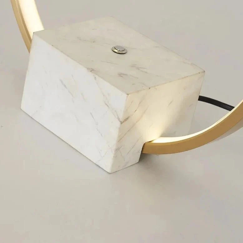 Juli marble table lamp copper halo ring and white marble base product view