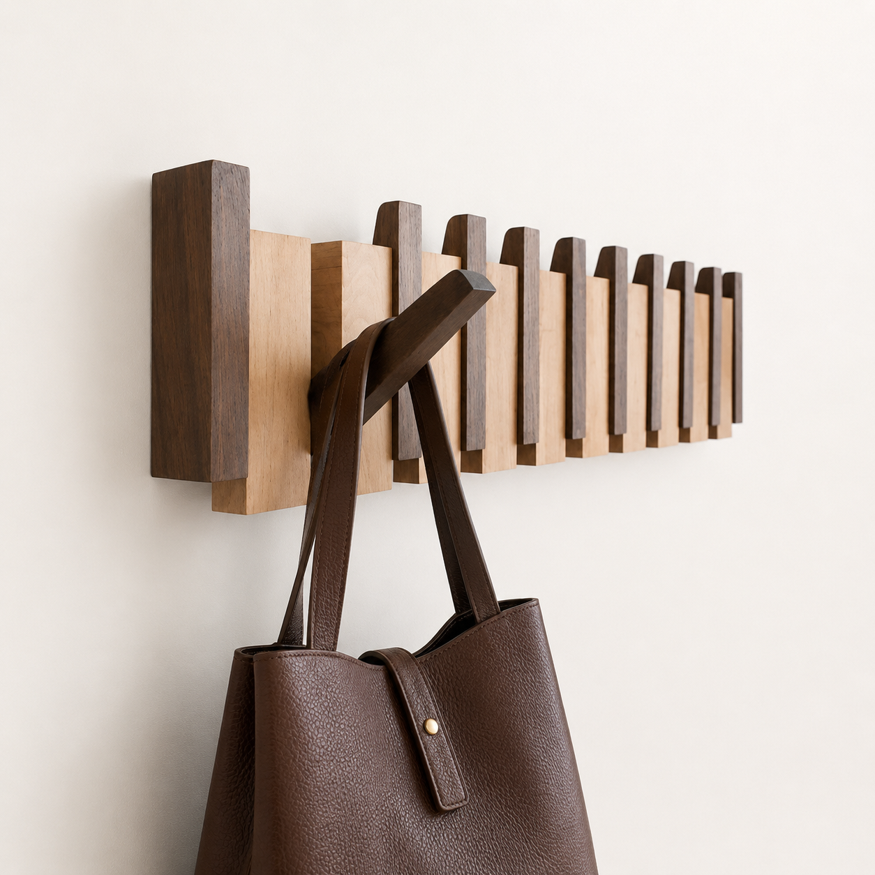Kinjar Wooden Coat Rack shown in full product view