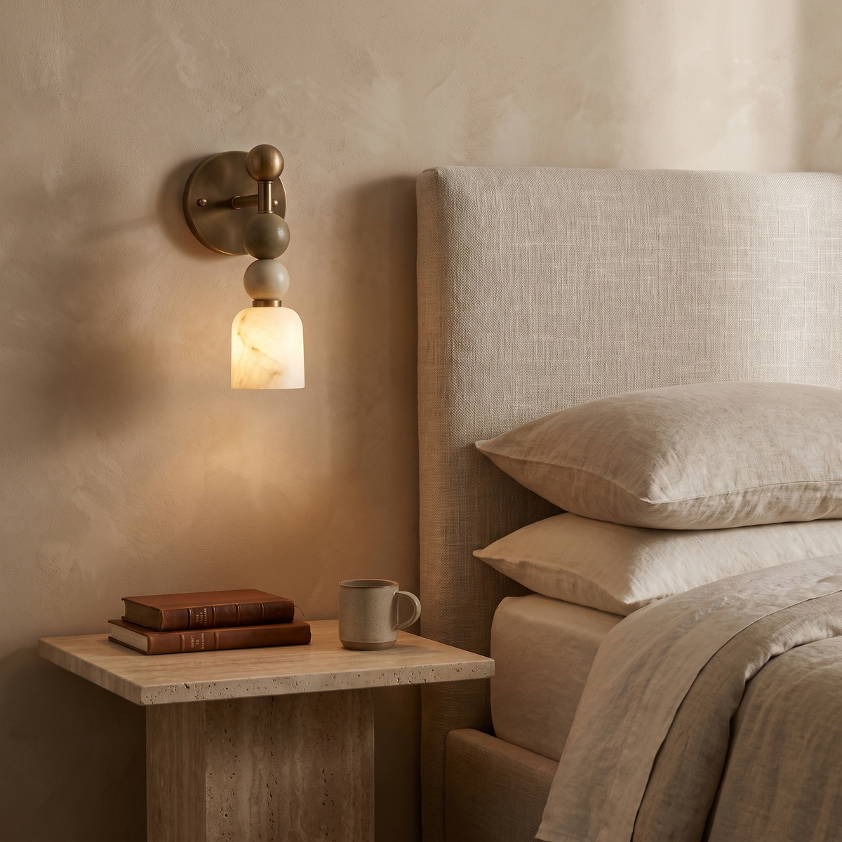 Lewi marble wall light in a bedroom