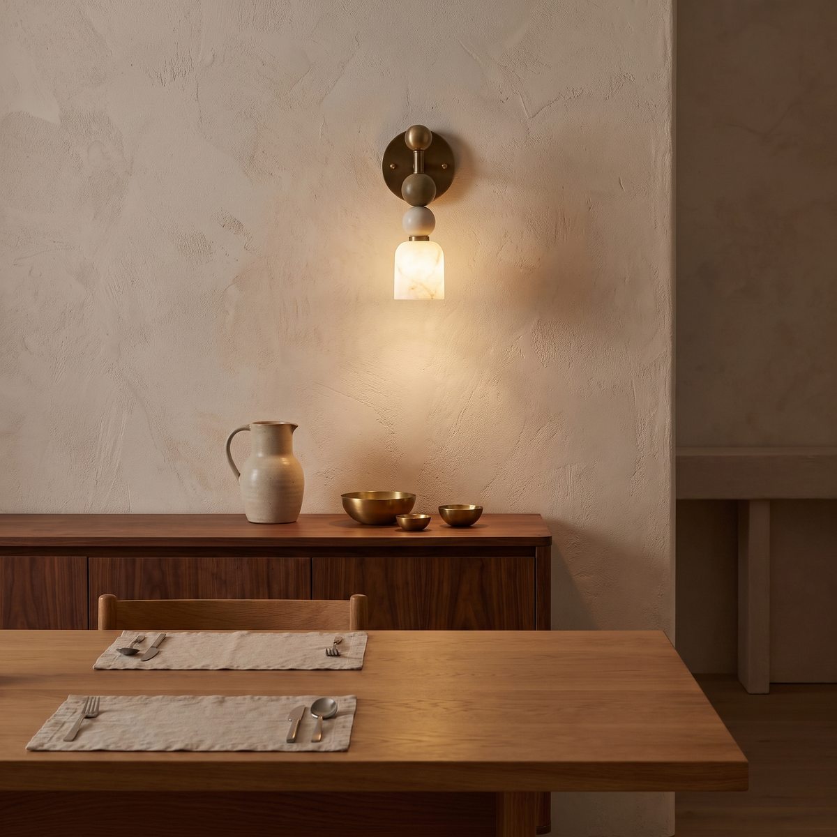Lewi marble wall light in a dining room