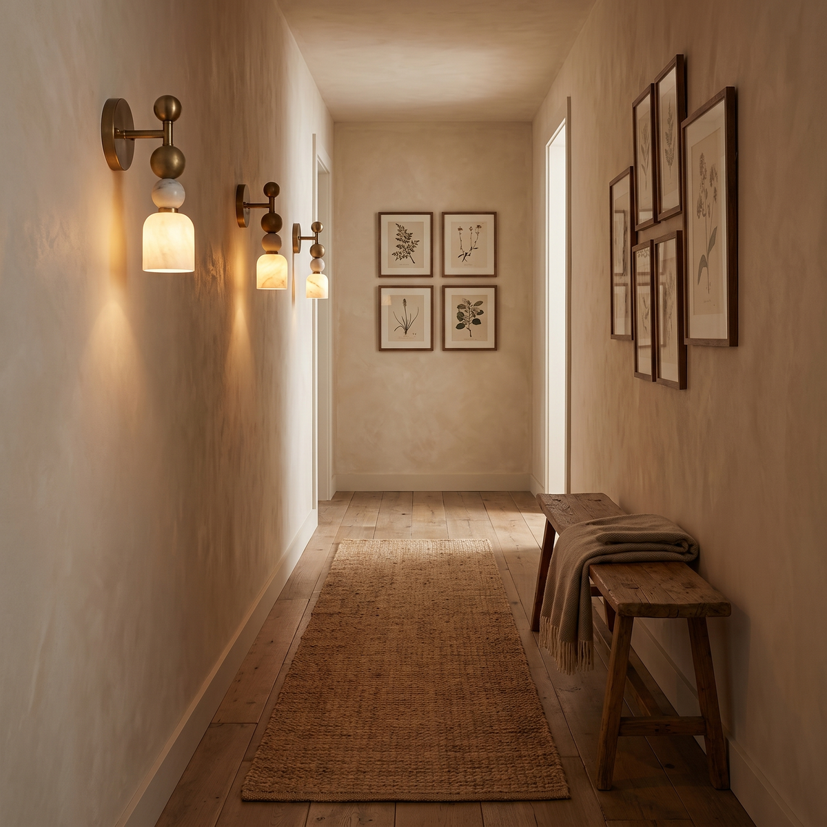 Lewi marble wall light in a hallway