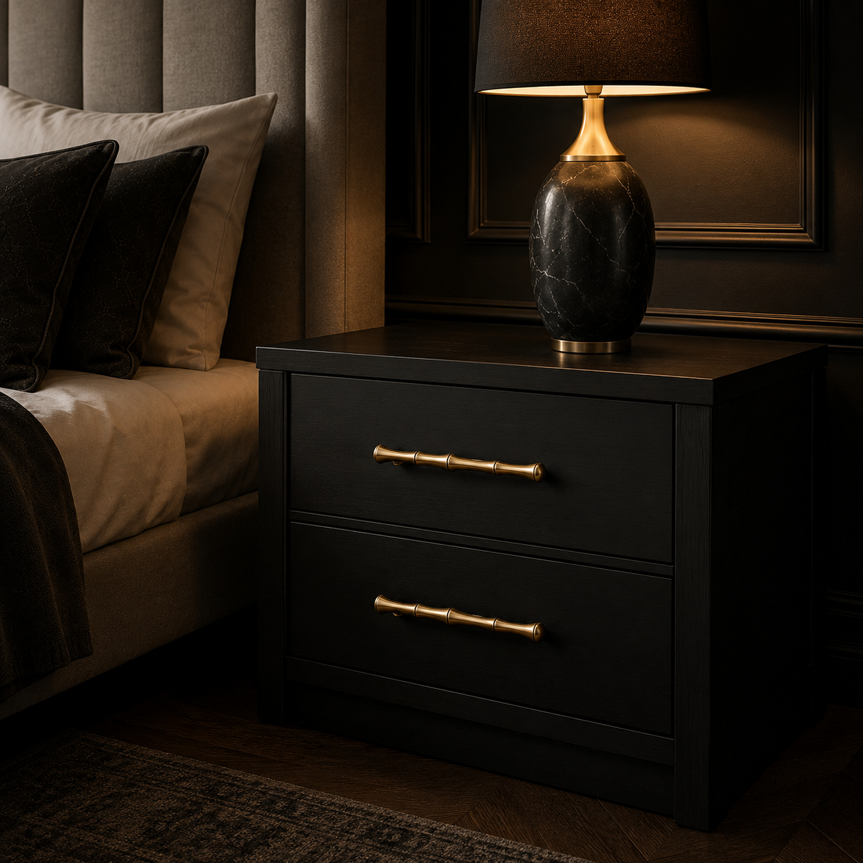 Close-up of the brushed antique brass finish on the Lucia Antique Brass Cabinet Handle