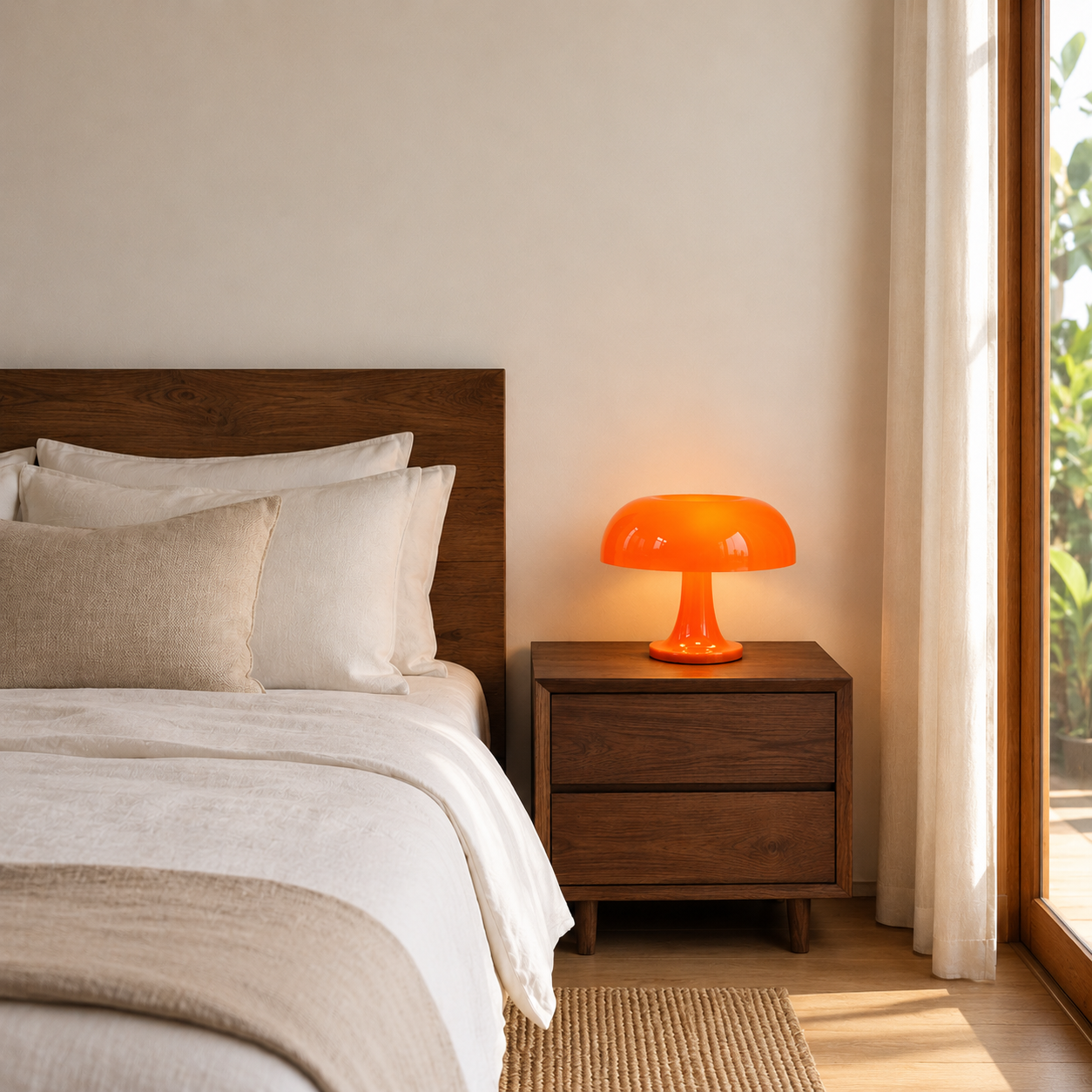 Luigi retro mushroom portable table lamp in white finish