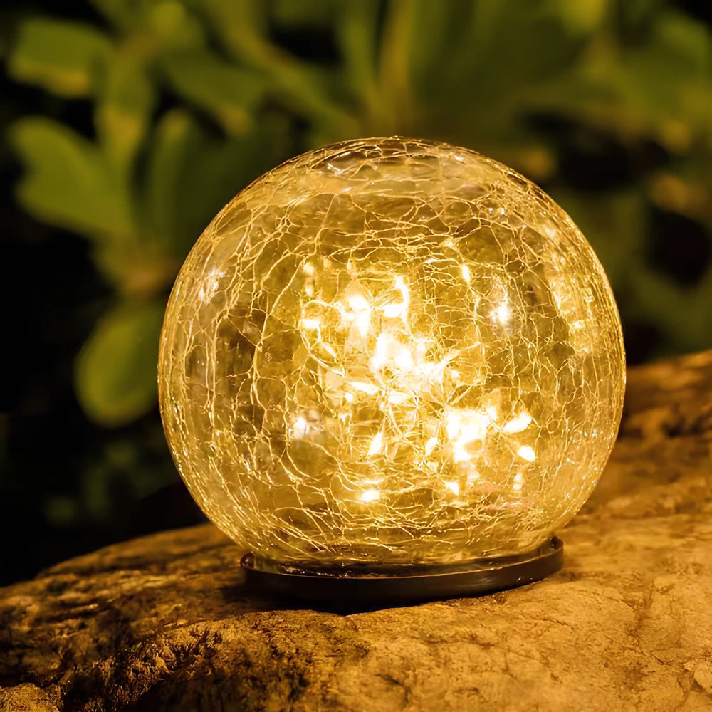 Luna Solar Garden Light - crackle glass globe orb light - product image 1