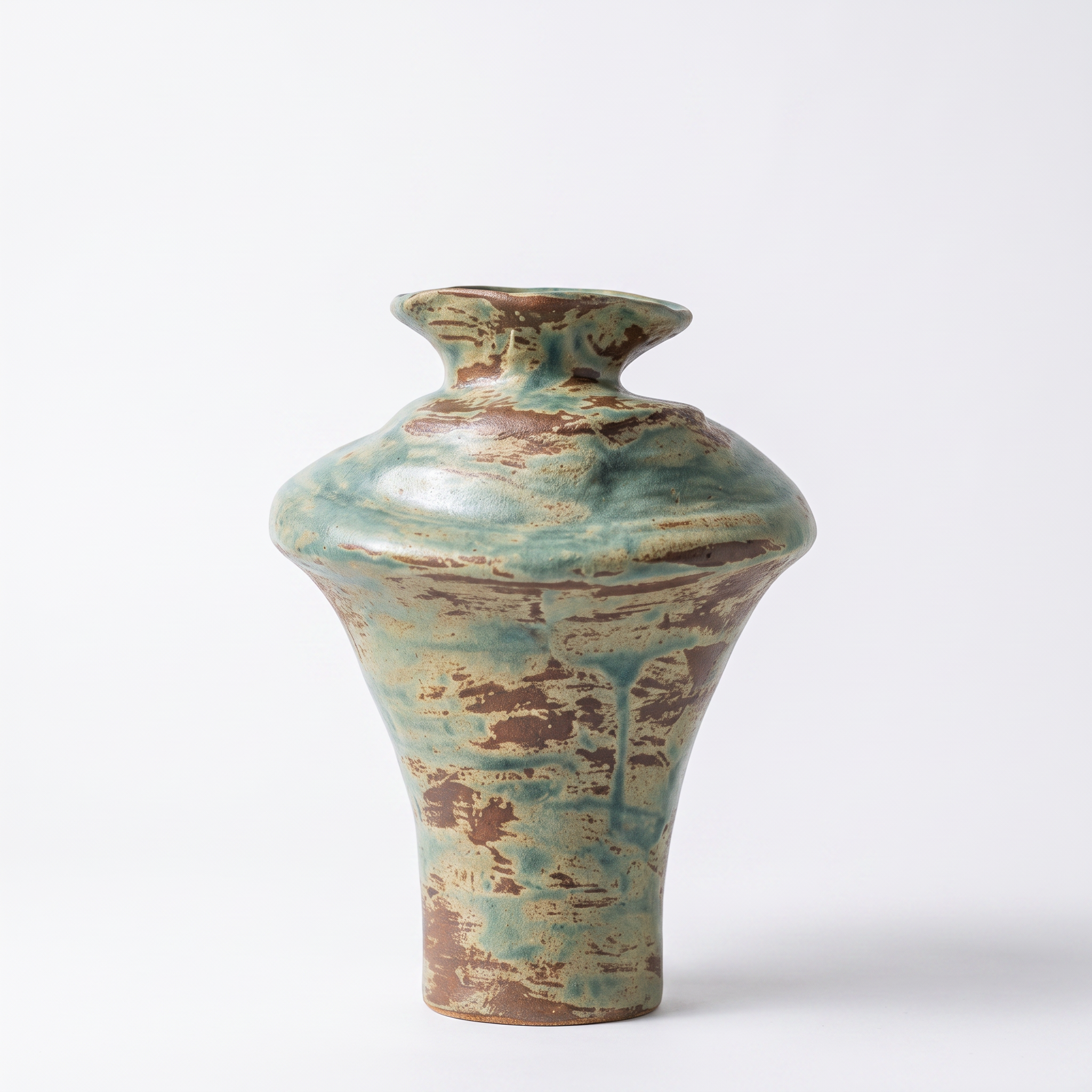 Malabar sculptural matte sage green ceramic vase on a plain white background