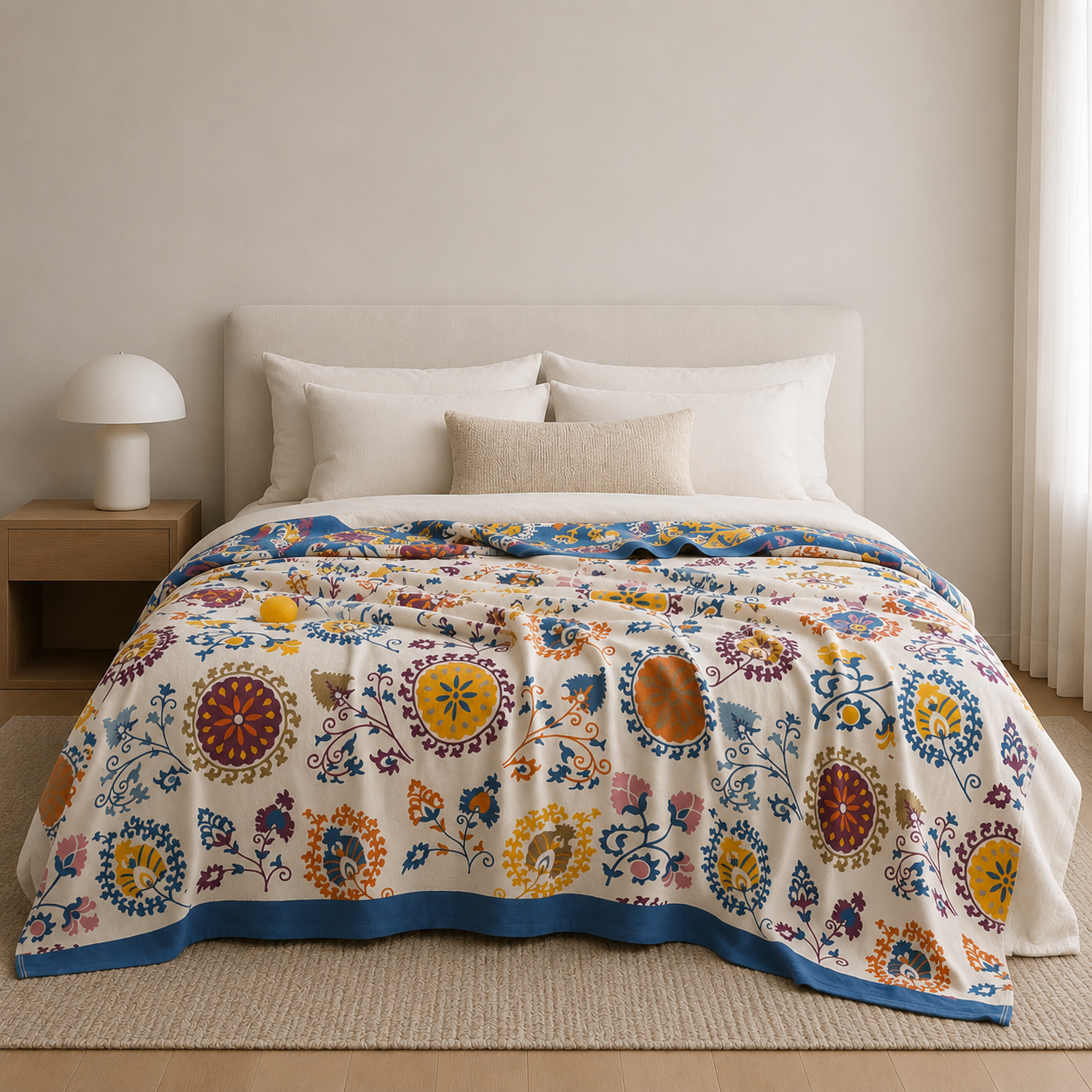 Mallee Cotton Throw Blanket in a soft, breathable boho-inspired weave