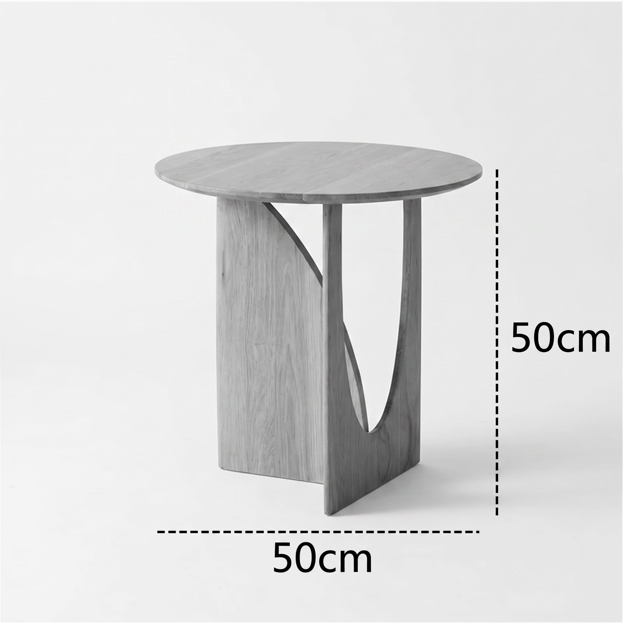 Malmo Scandinavian bedside table dimensions diagram in black and white, 50cm high and 50cm wide