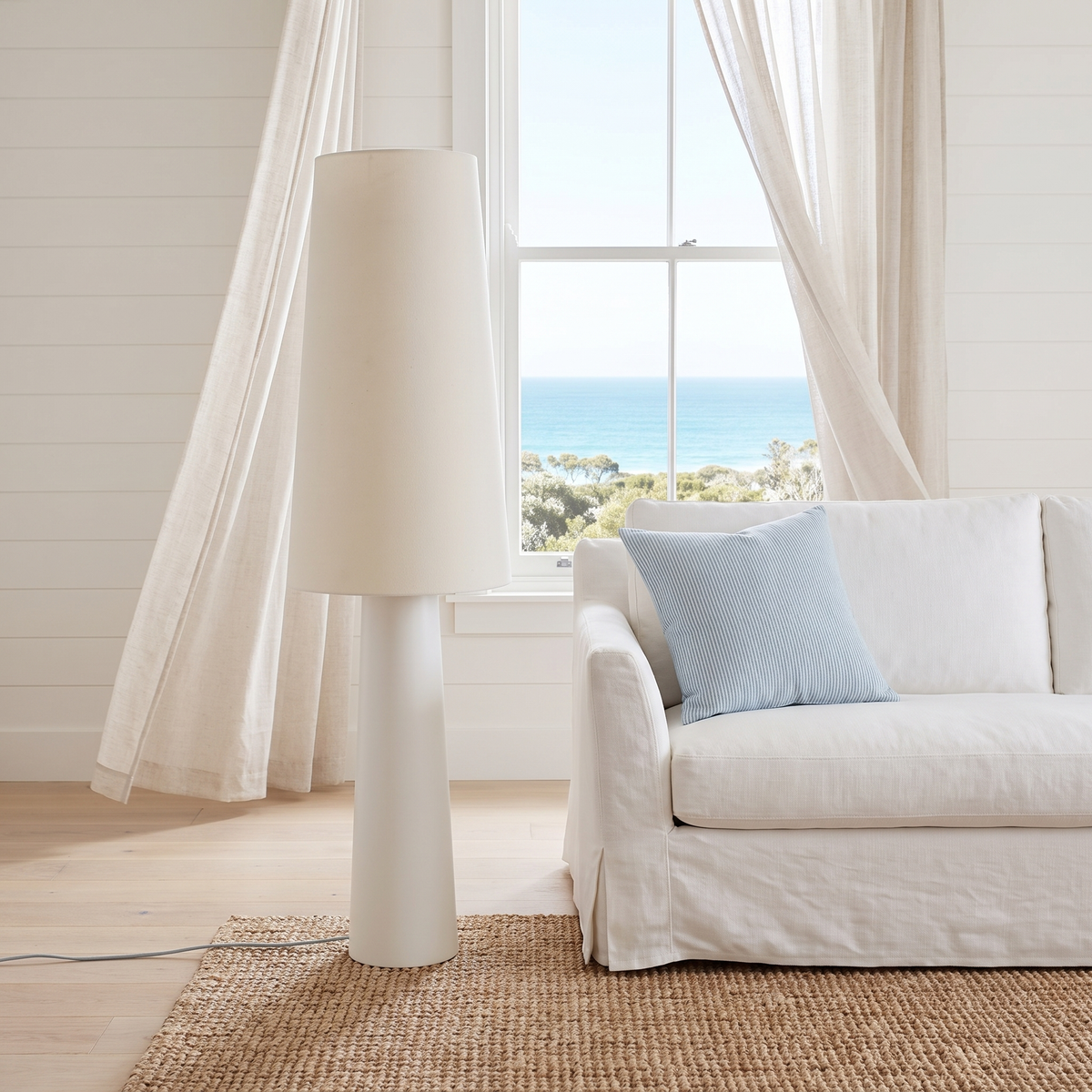 Marit Modern Floor Lamp in a bright Australian beach house living room