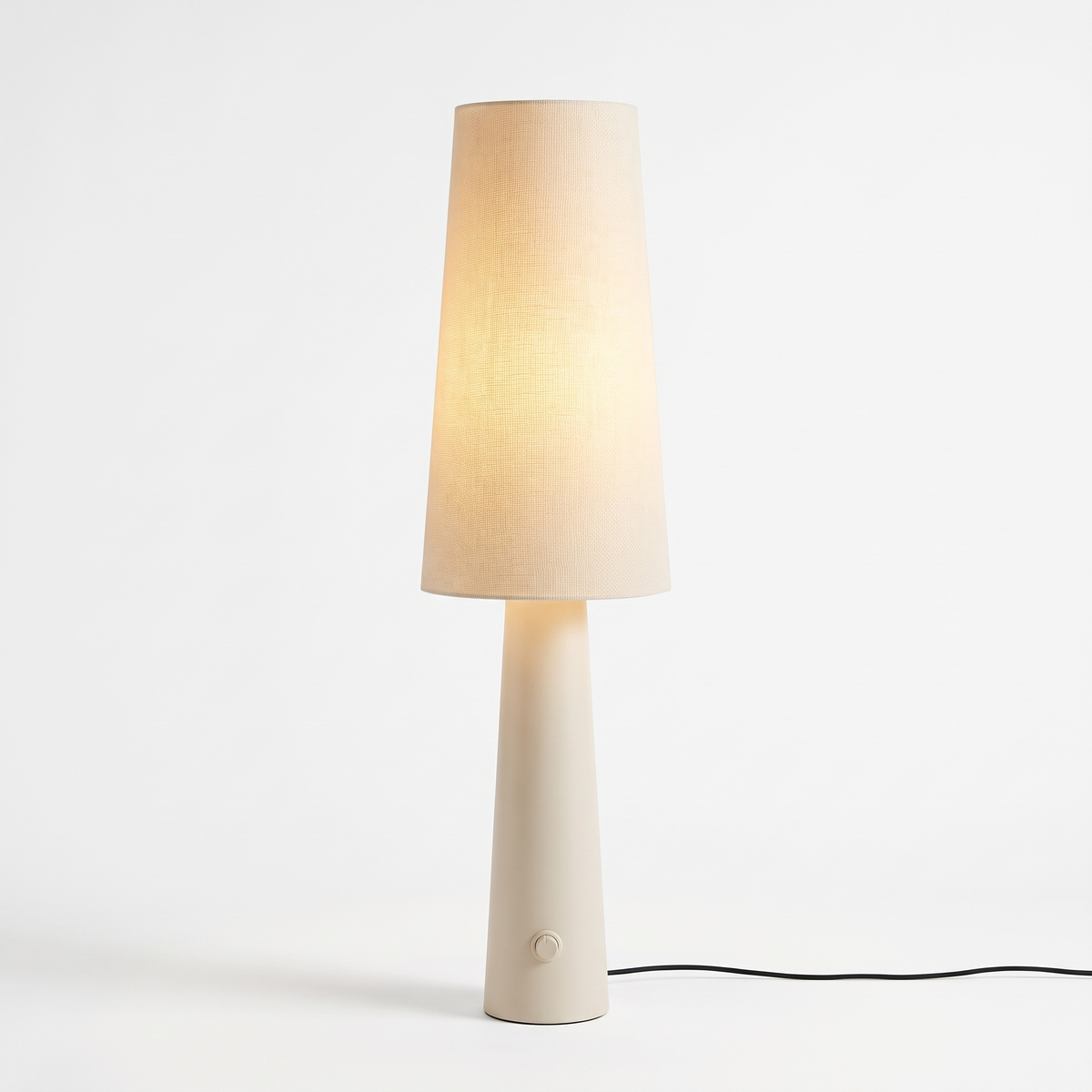 Marit Modern Floor Lamp with fabric shade on a plain white background