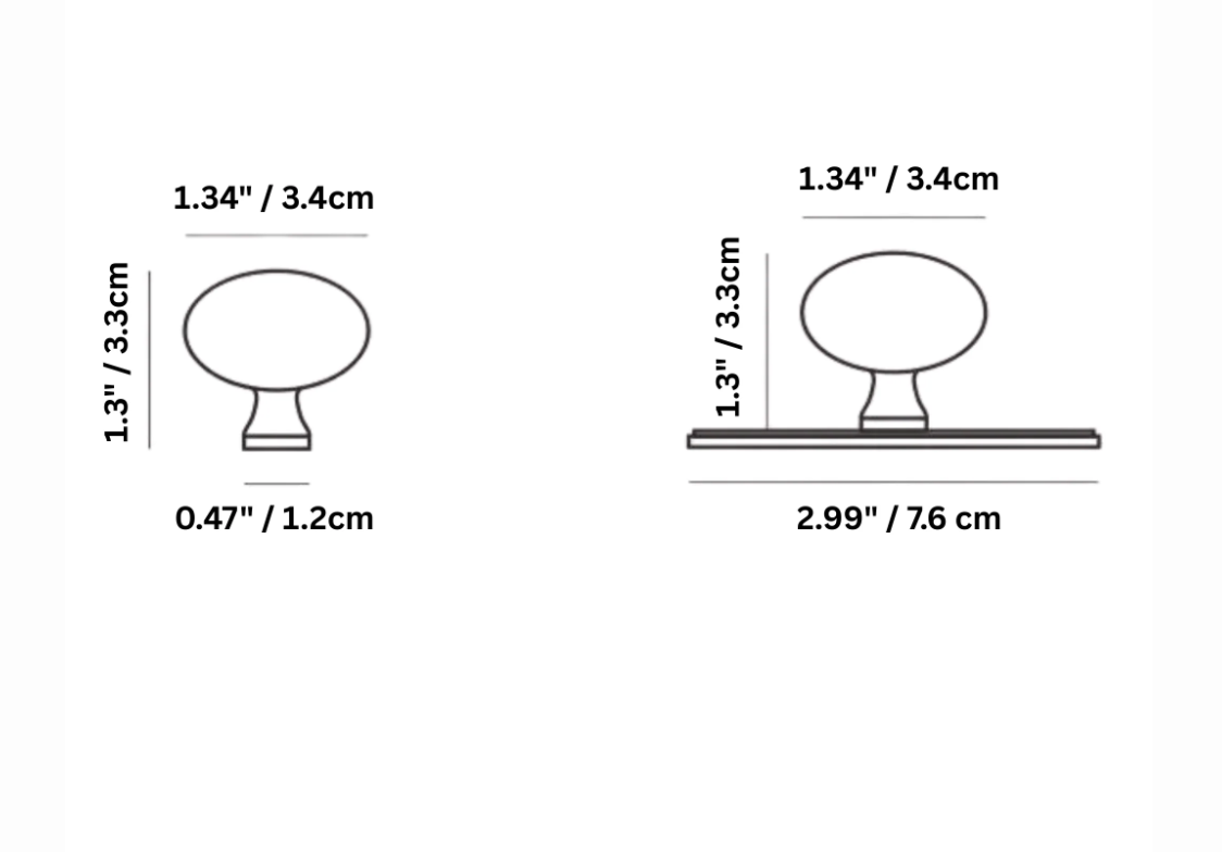 Meadows Vintage Brass Cabinet Knob size comparison, small vs large