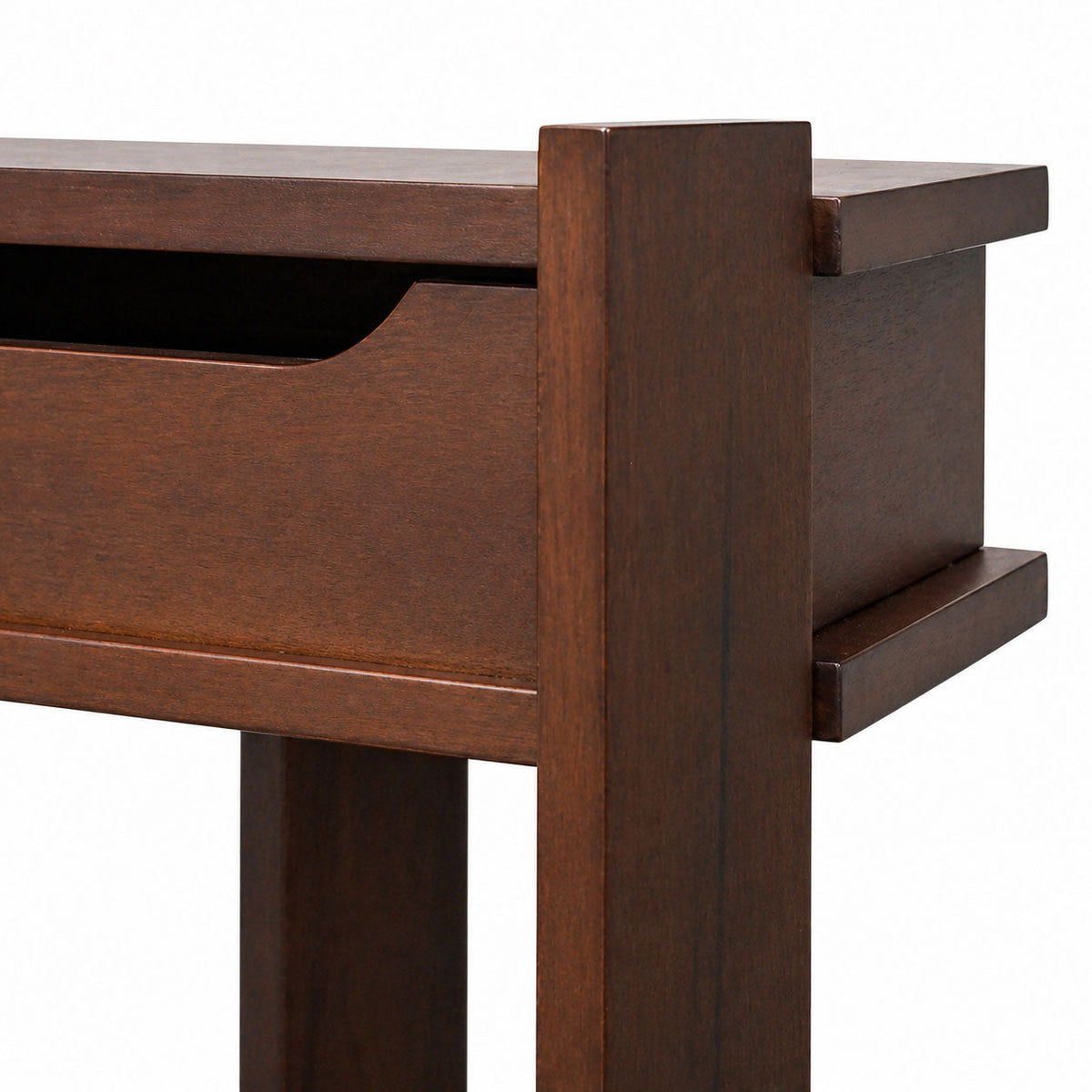 Mona Ash Wood Side Table close-up of the Golden Pecan ash veneer grain