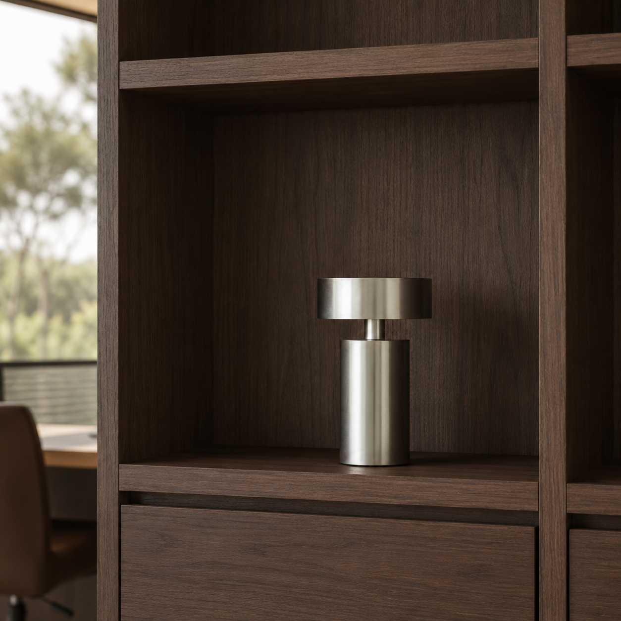 Mona rechargeable LED portable table lamp in black finish