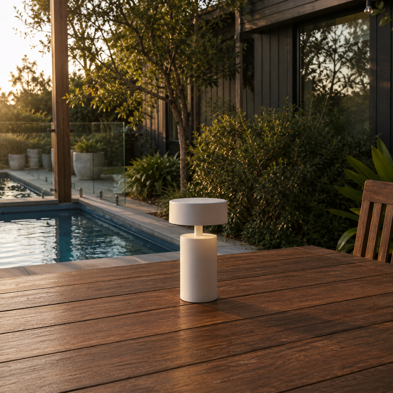 Mona portable table lamp in brown finish detail
