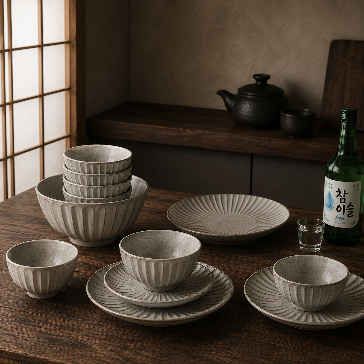 Nagano Ceramic Dinner Set with glazed finish on a dining table