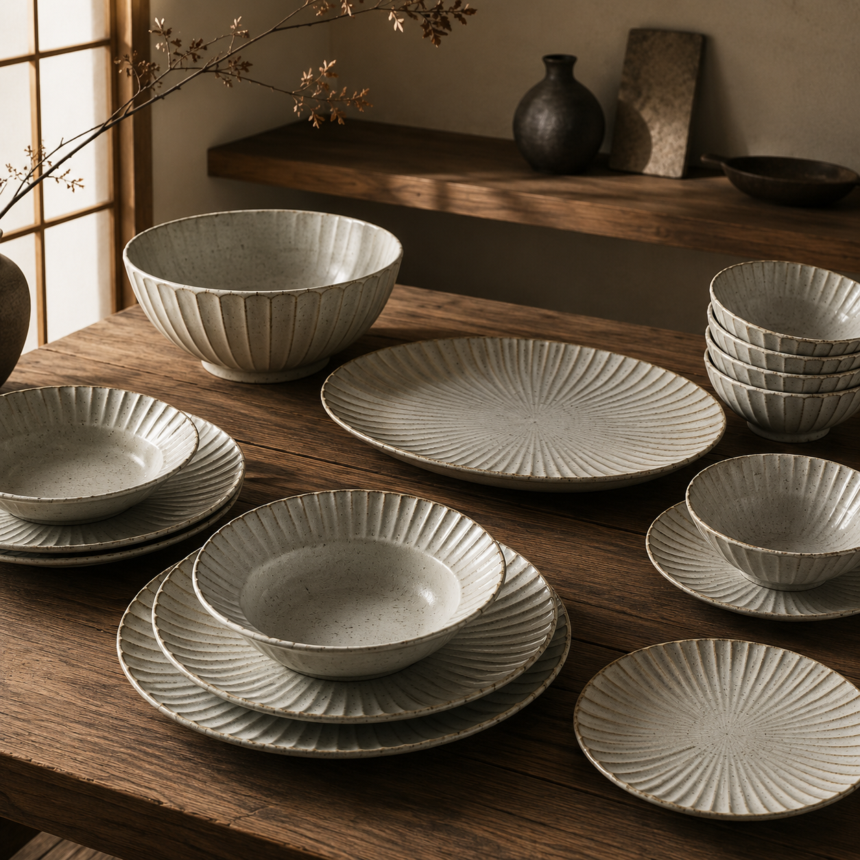 Nagano Dinner Set bowls stacked showing the glazed surface