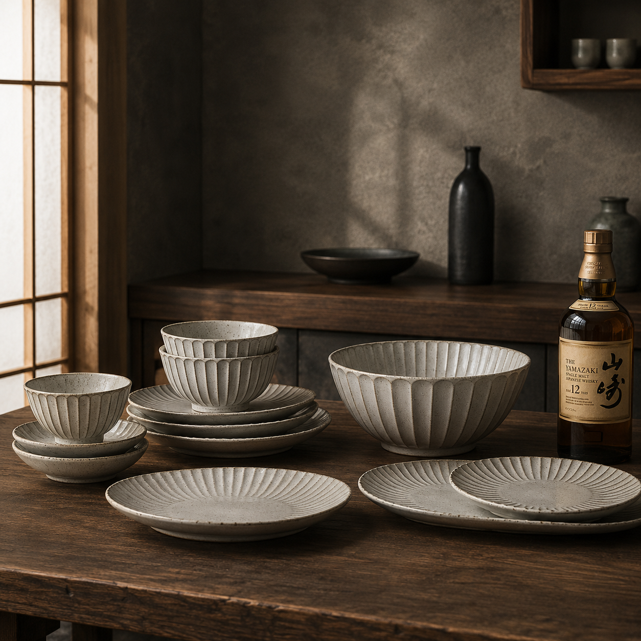 Close-up of the Nagano Dinner Set's Japanese-inspired design