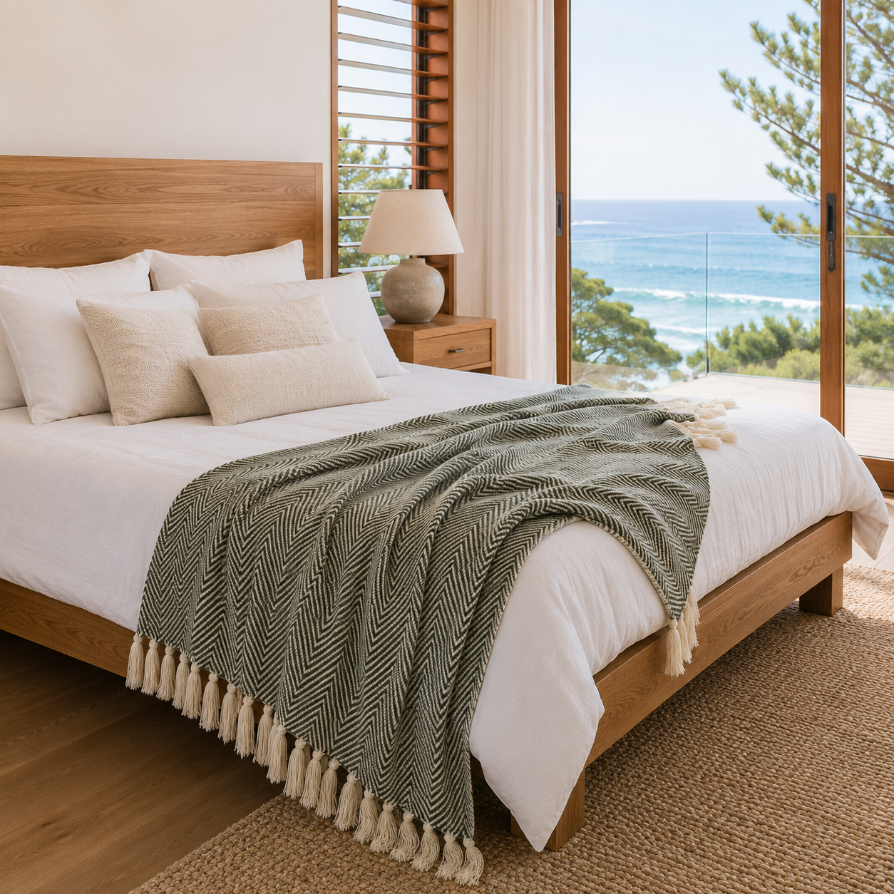 Nambu Vibrant Woven Polyester-Cotton Throw Blanket close-up showing the woven fabric texture