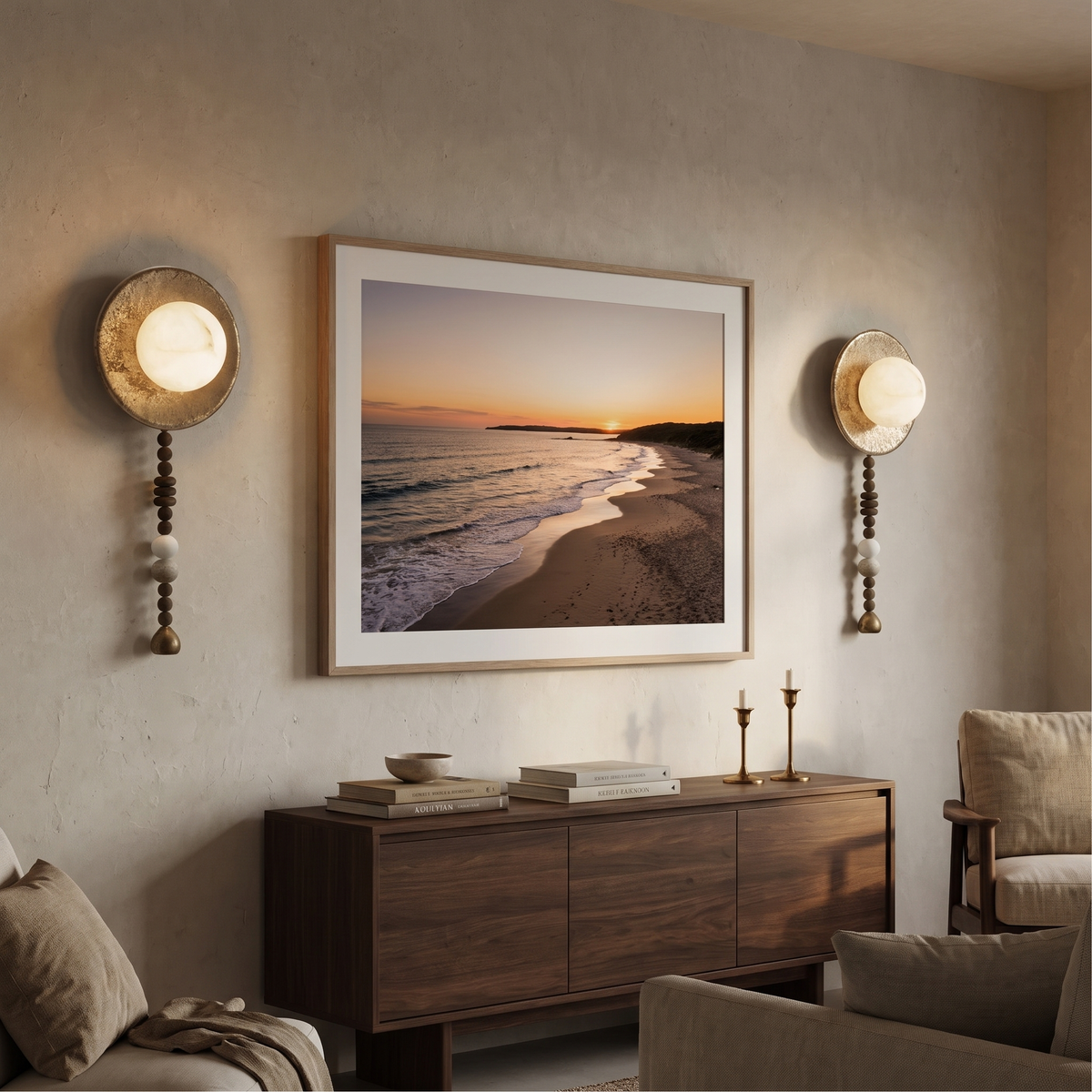 Naomi Art Deco wall sconce in a living room