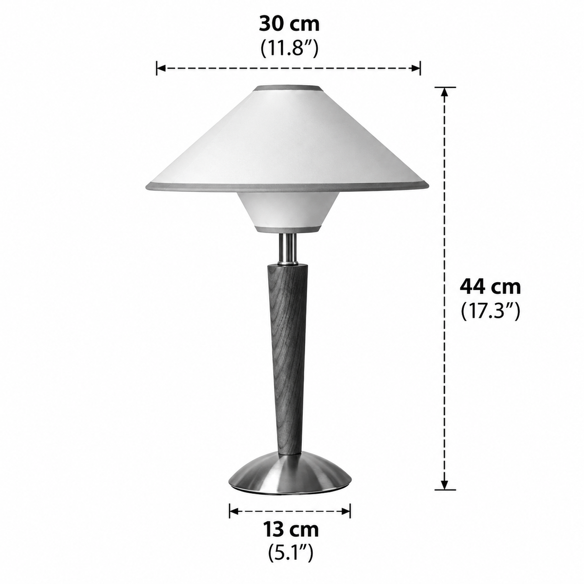 Nati Wooden Table Lamp with turned timber base and fabric shade product view