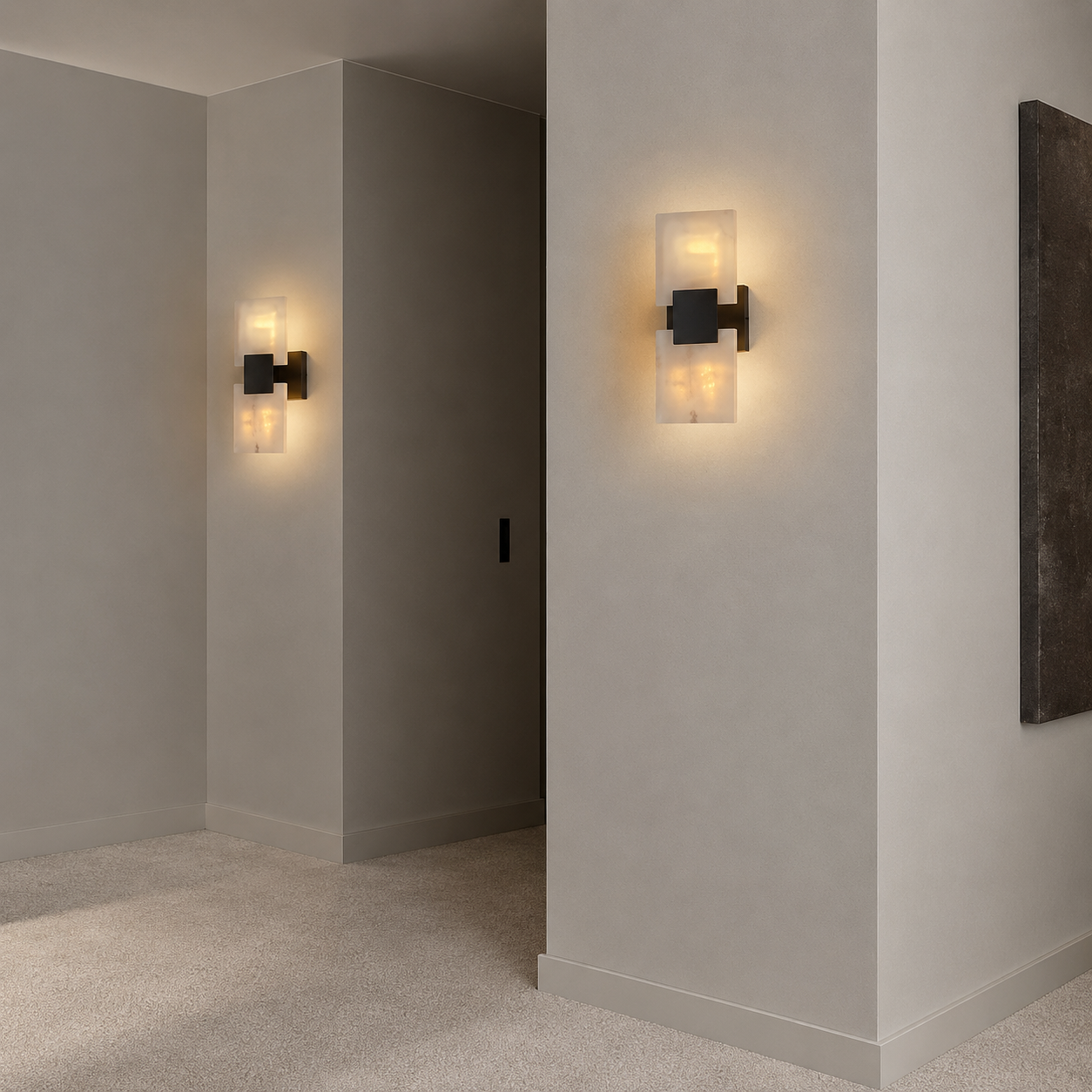Newport marble wall light side profile view