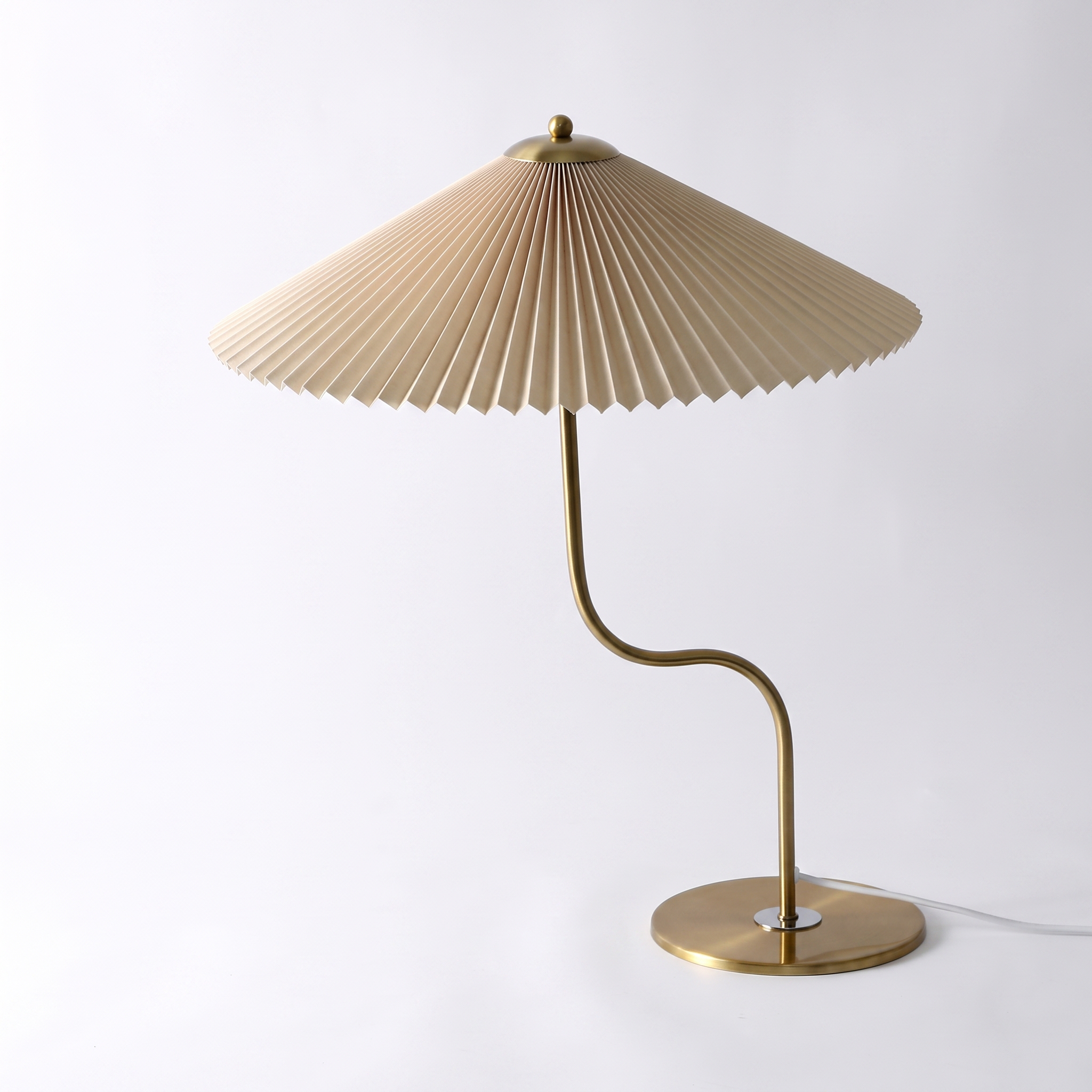 Newton retro checkered brass table lamp in khaki on a white background