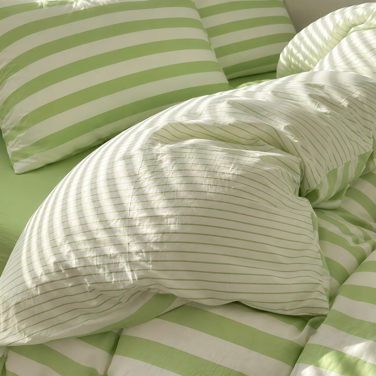 Noosa Striped Bedding Set styled in a modern bedroom