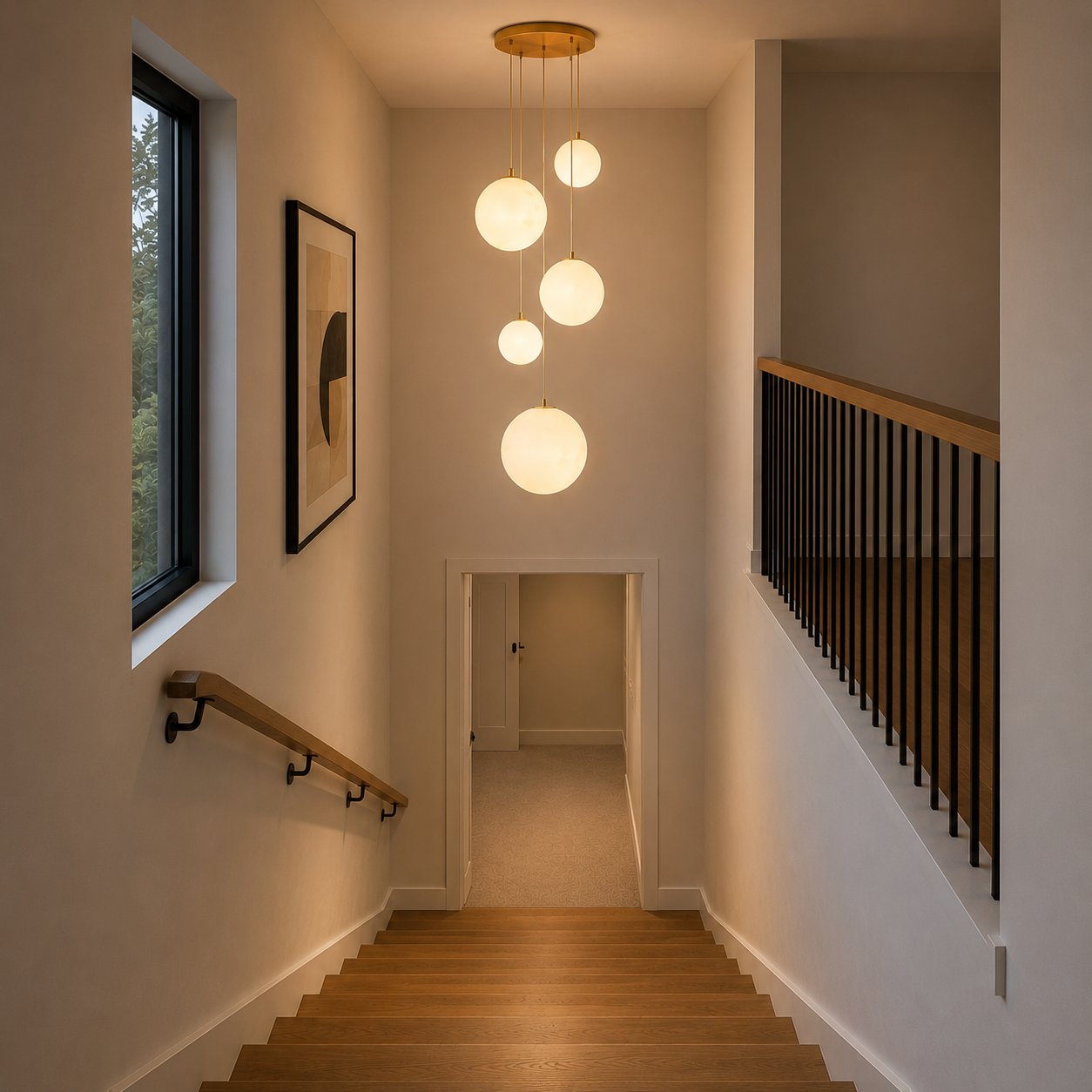 Opaline Spherical Chandelier front view