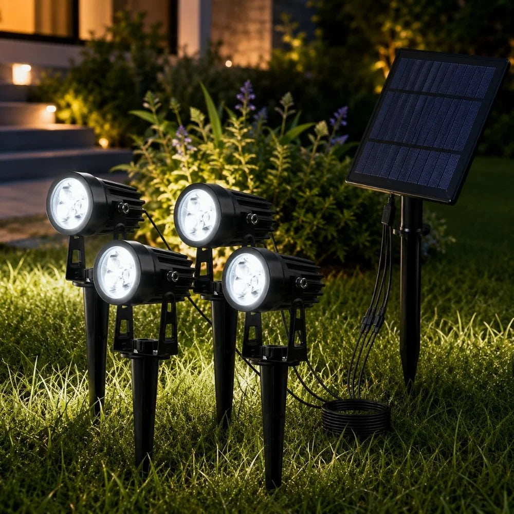 Oria Solar Spotlights - set of 4 garden spot lights with solar panel - product image 1
