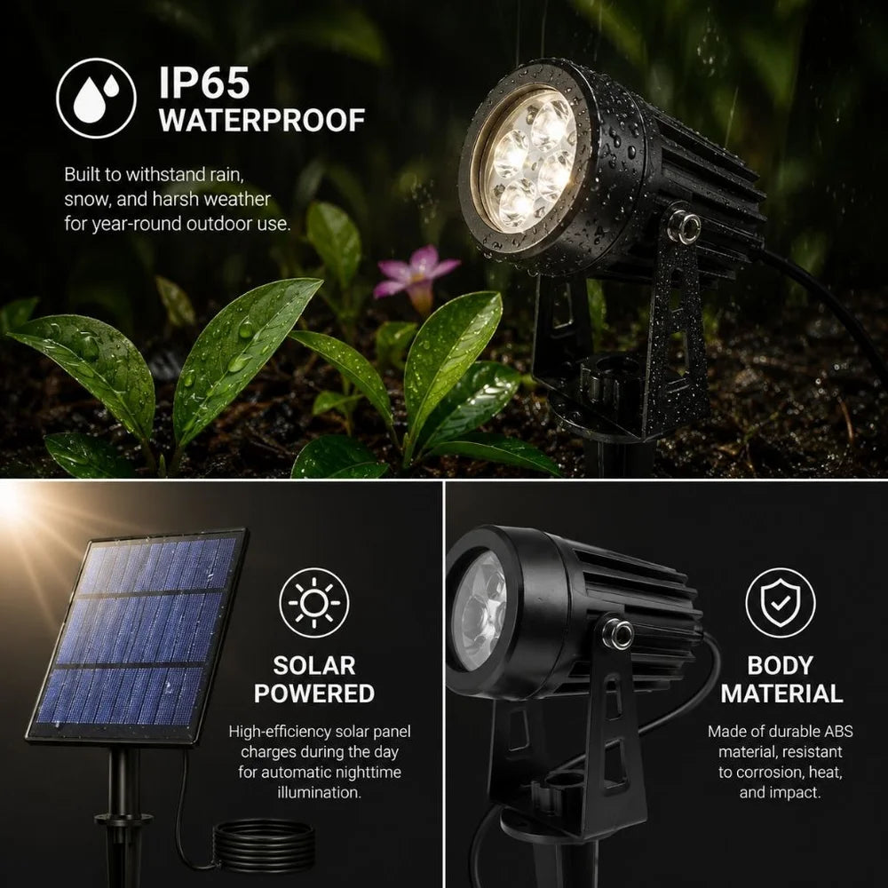 Oria Solar Spotlights - set of 4 garden spot lights with solar panel - product image 4