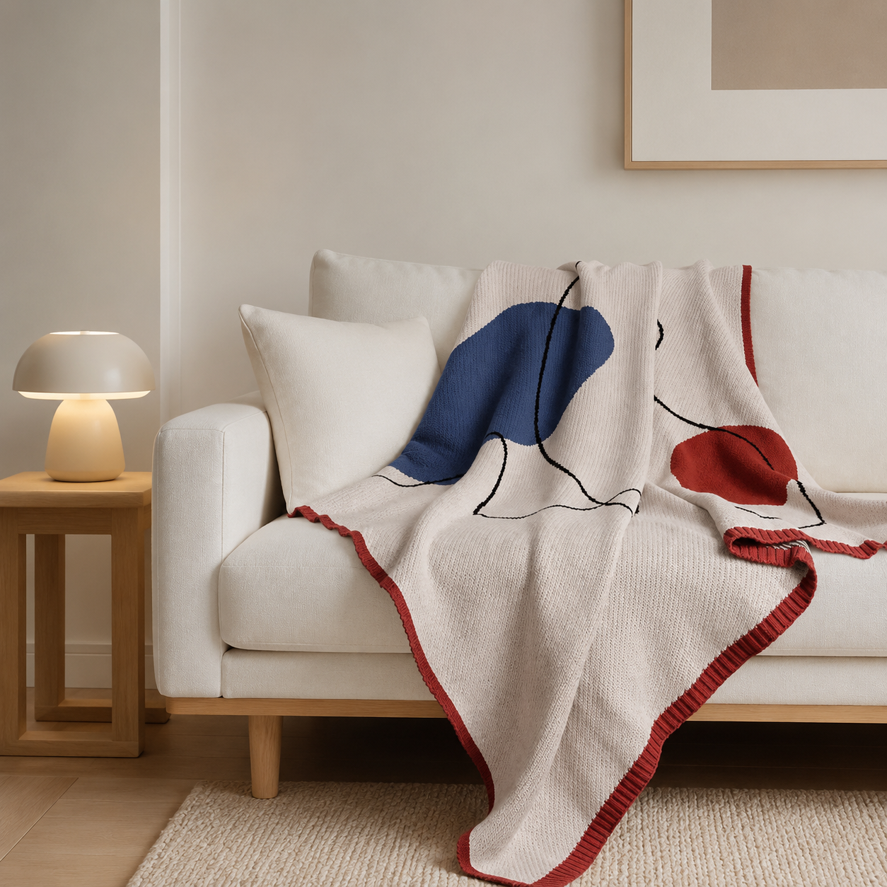 Ron Modern Textured Acrylic Throw Blanket folded, showing the contemporary pattern detail