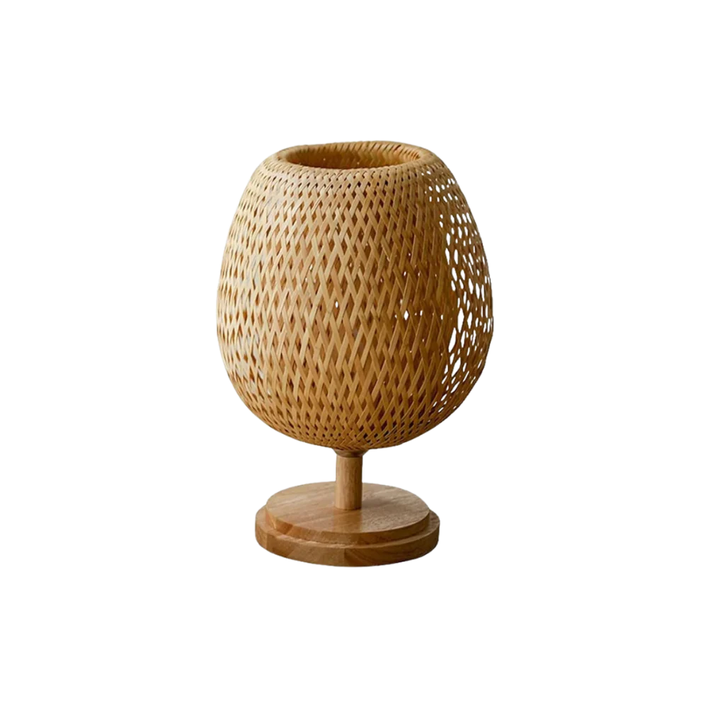 Sabatu bamboo table lamp short size with wood base product view