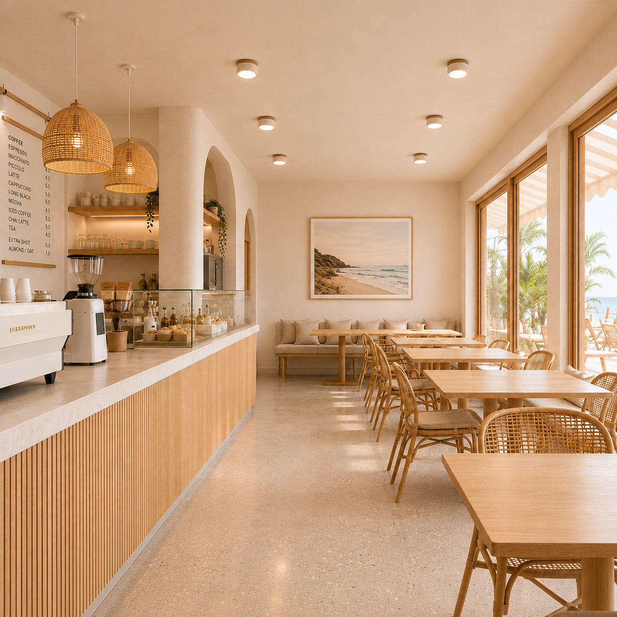 Sandi natural stone and wood LED downlight mounted on ceiling
