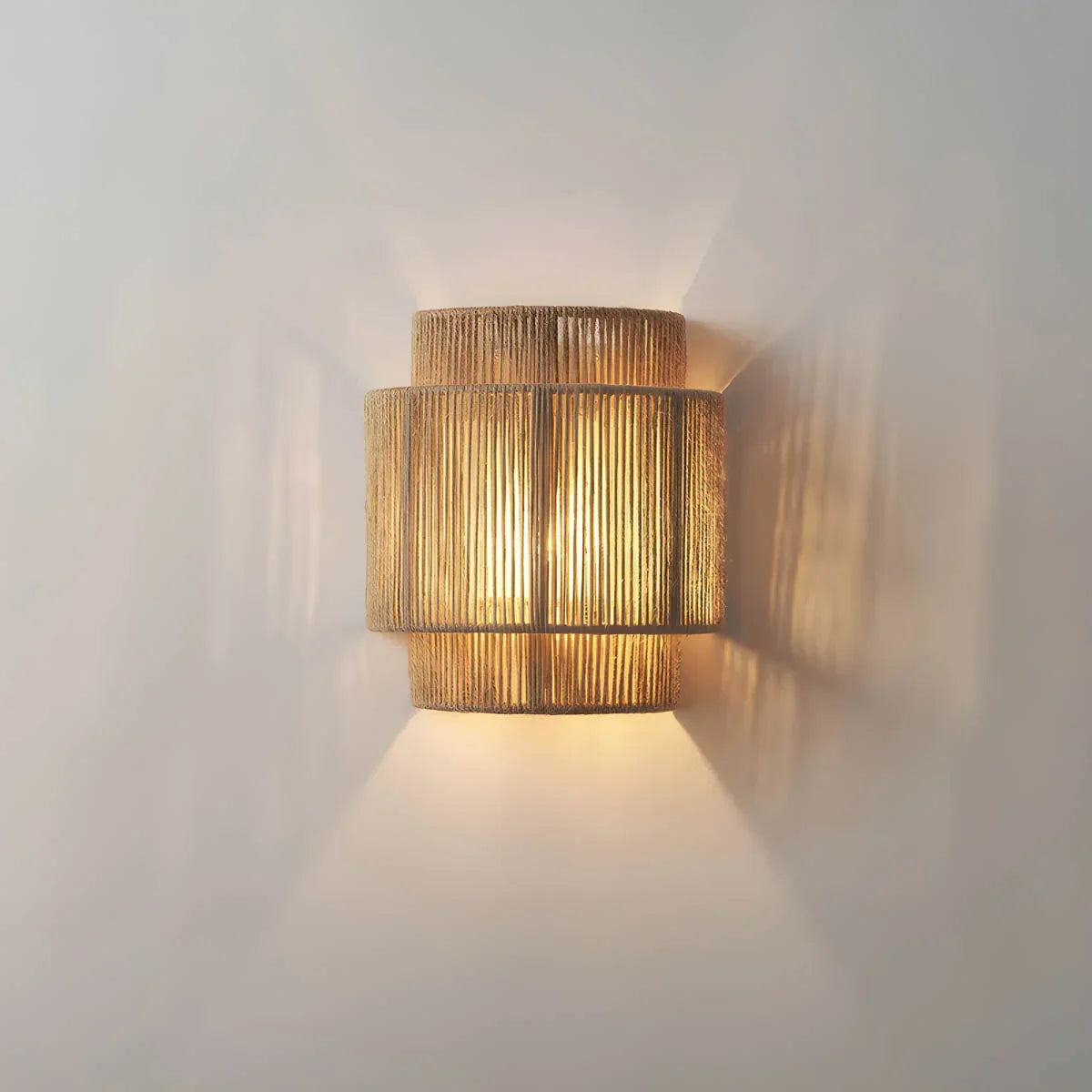 Siberut woven rope wall light mounted on a wall