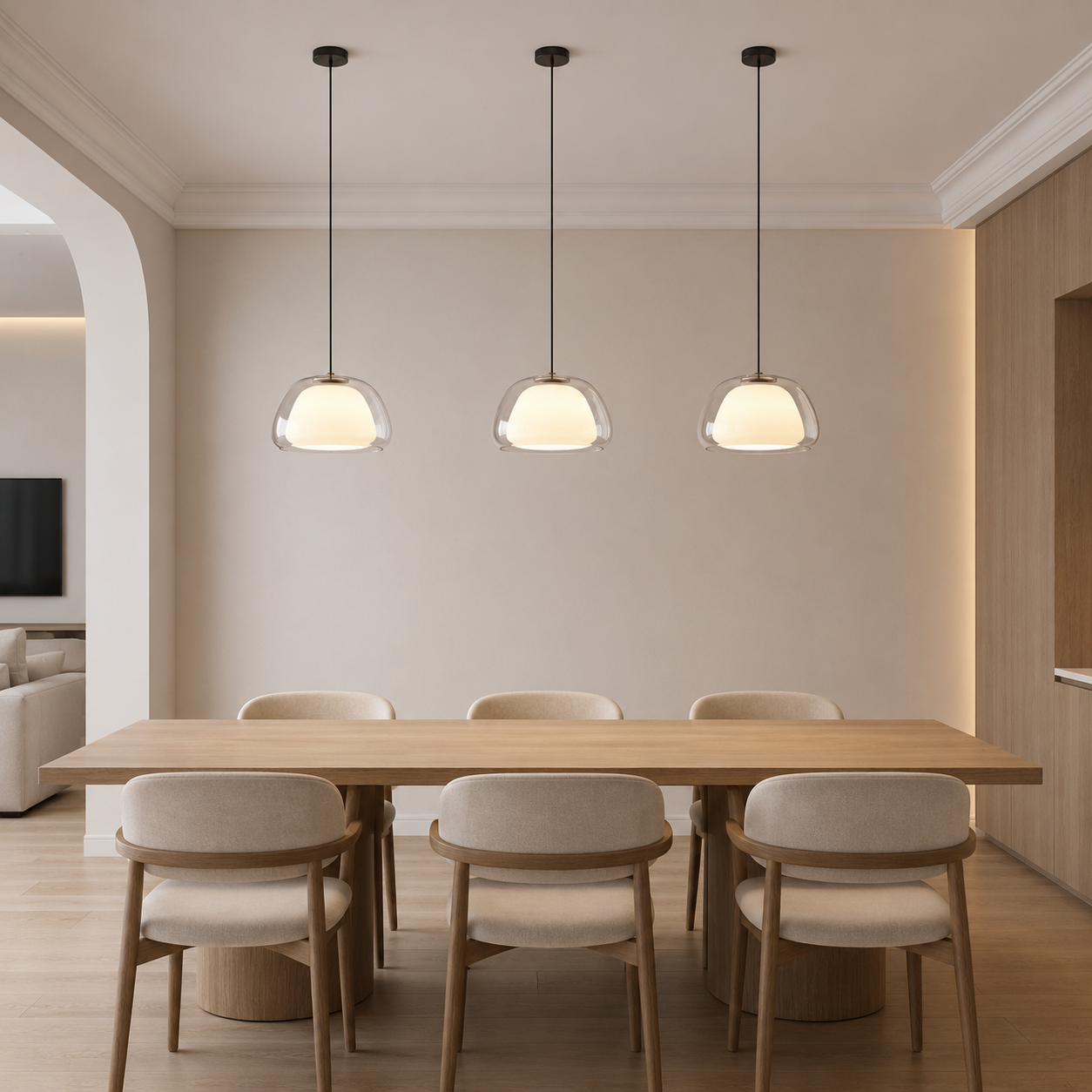 Silvana Modern Glass Dome Pendant Light front view