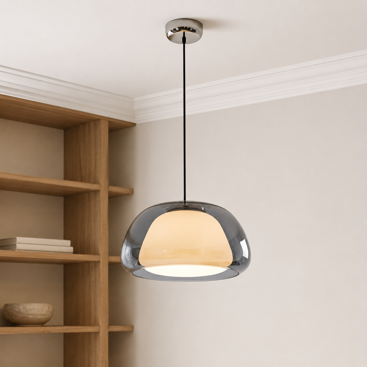 Silvana Modern Glass Dome Pendant Light in transparent glass