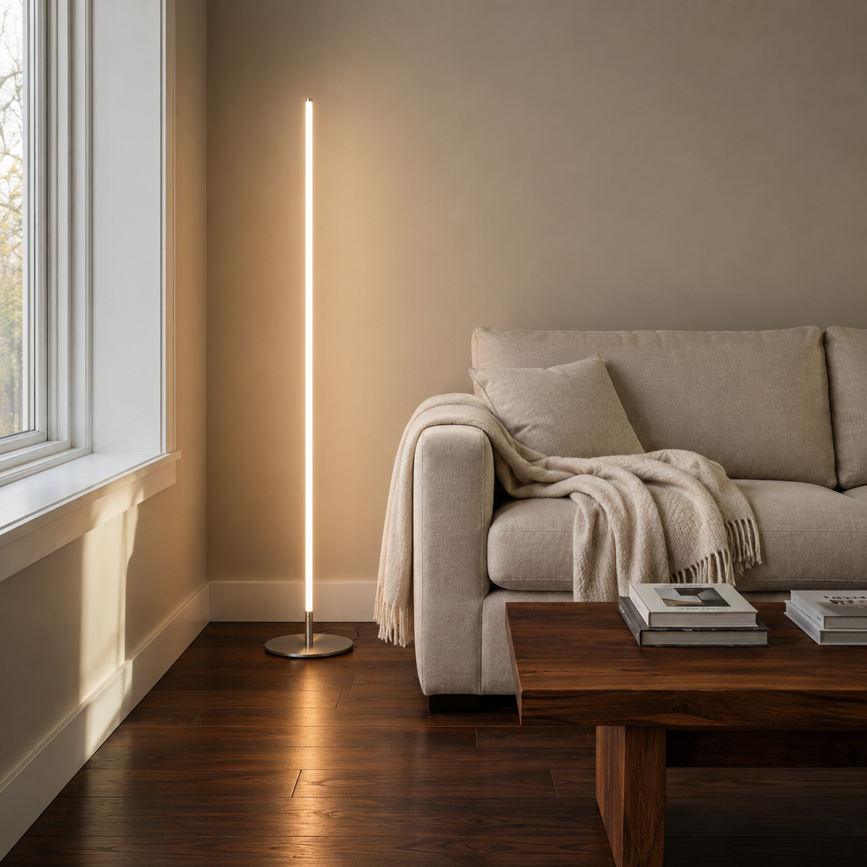 Solviero modern LED floor lamp in black finish