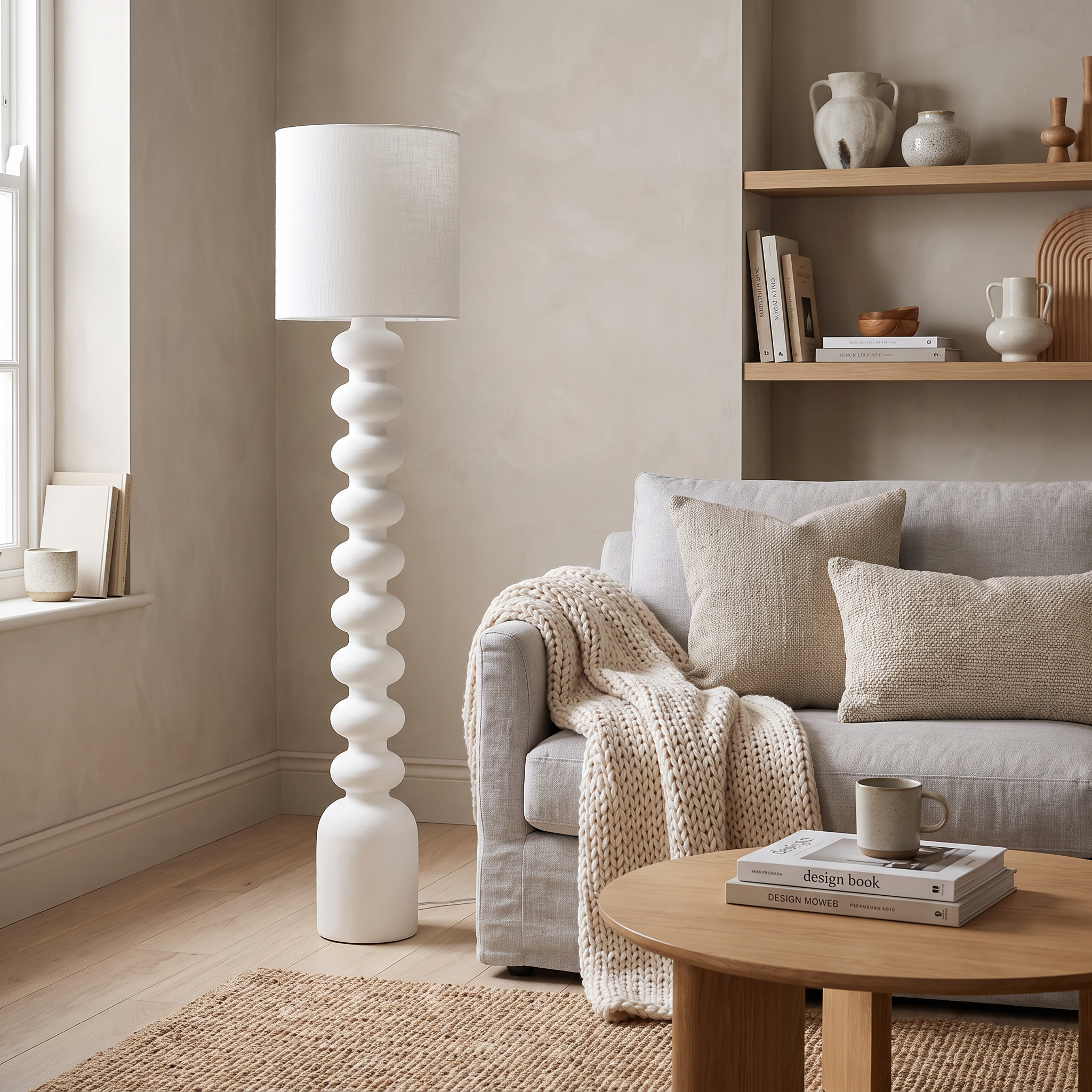 Sorrento floor lamp in a warm Scandinavian living room