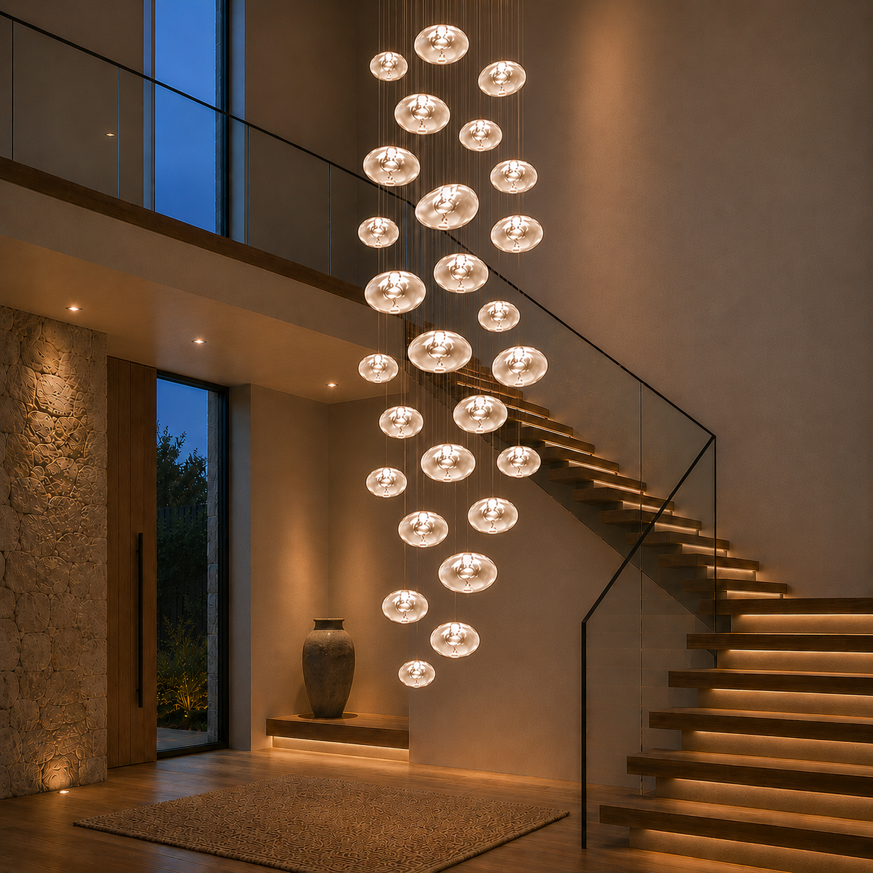 Sumba Glass Cluster Pendant Light above a dining table