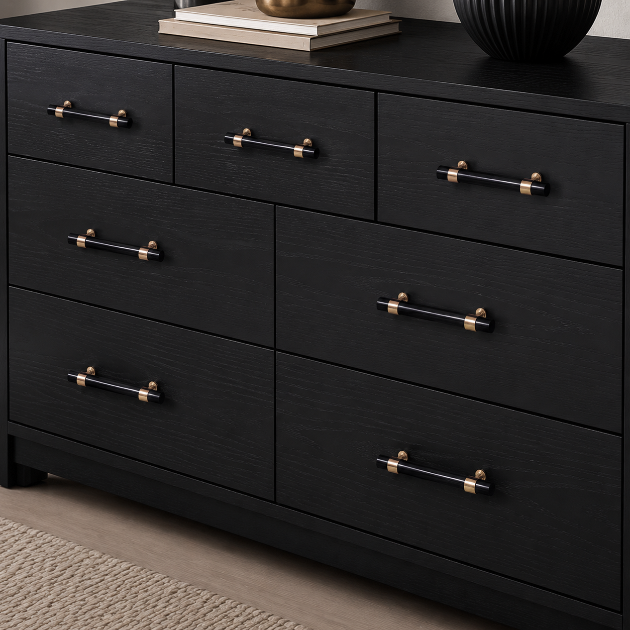 Vaucluse Stone & Brass Cabinet Knob in the knob style with a brass accent