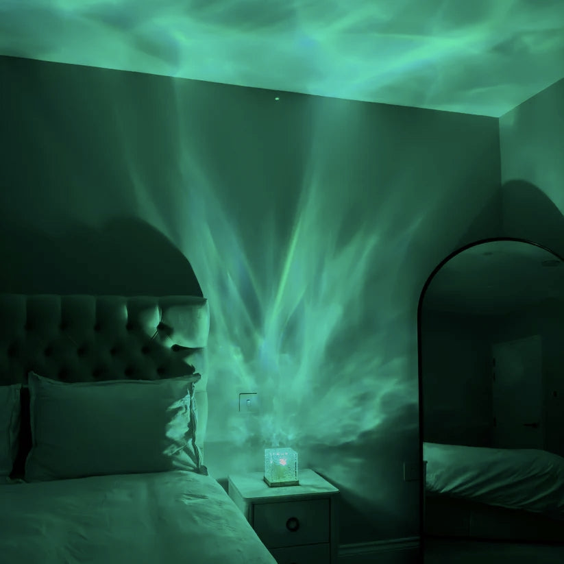 Wave Atmospheric Lamp displayed in a meditation corner