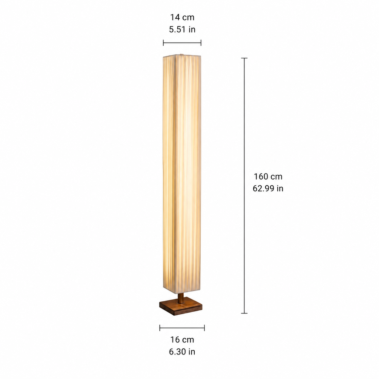 Yuki walnut wood floor lamp with fabric shade