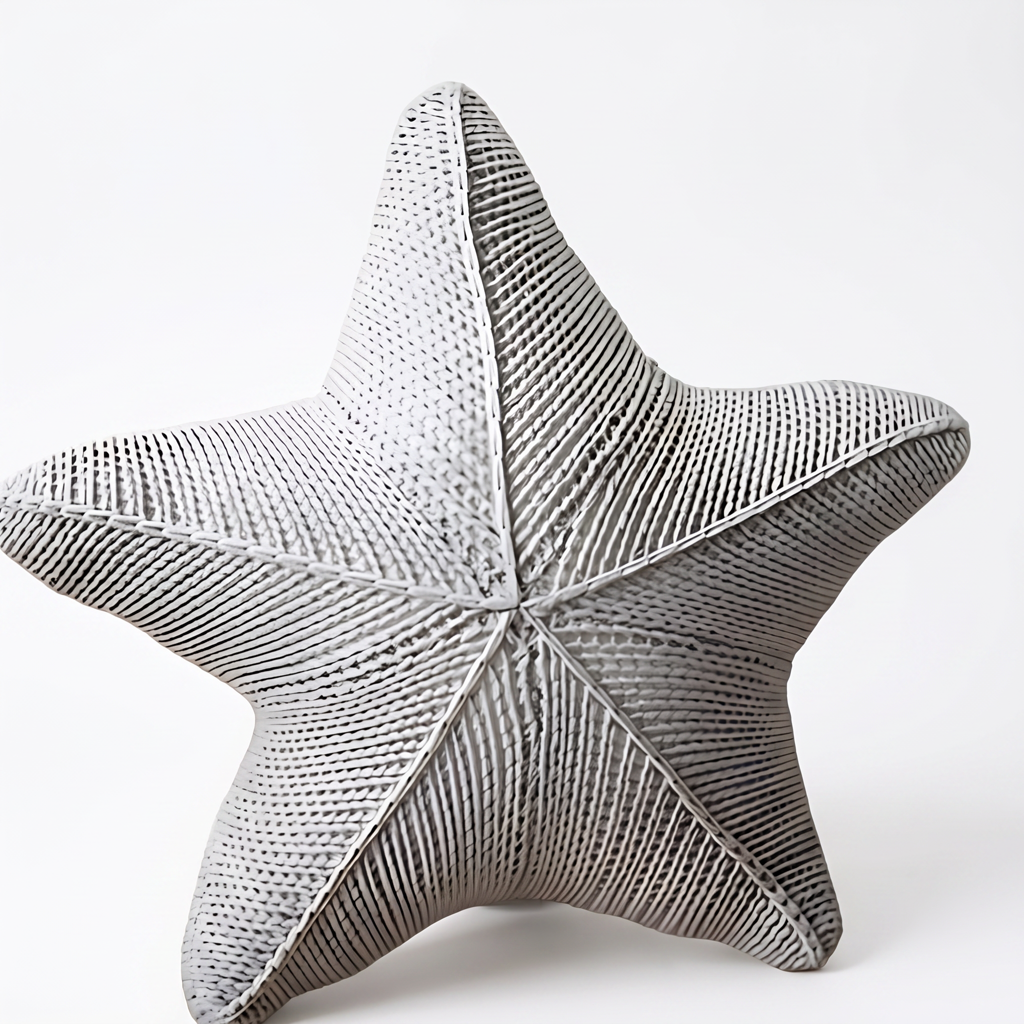 Zoe hand-knitted starfish cushion in Sandy Shore on a white background