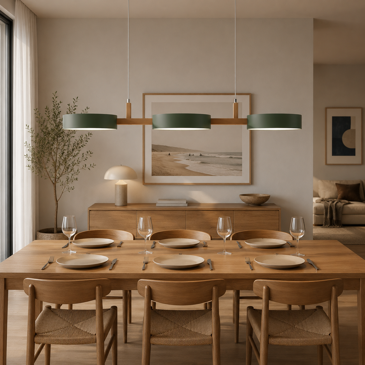 Vilde Scandinavian Linear Pendant Light with Staggered Metal Shades