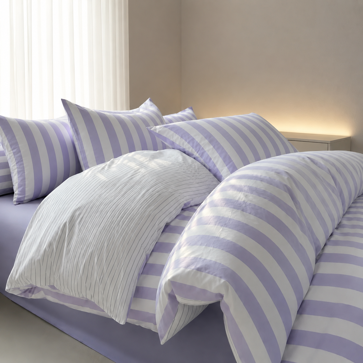 Noosa Striped Cotton Bedding Set with Doona Cover & Pillowcases