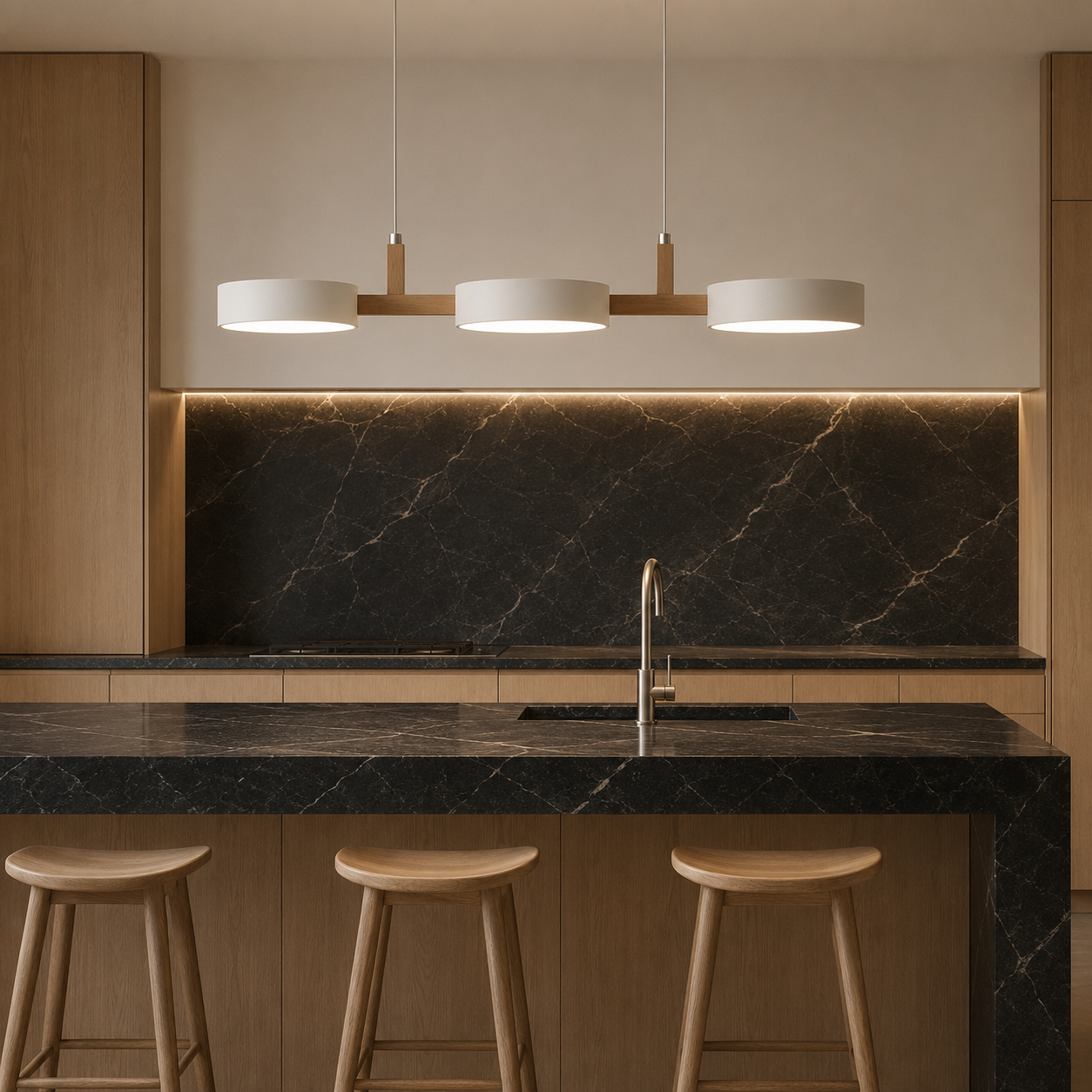 Vilde Scandinavian Linear Pendant Light with Staggered Metal Shades