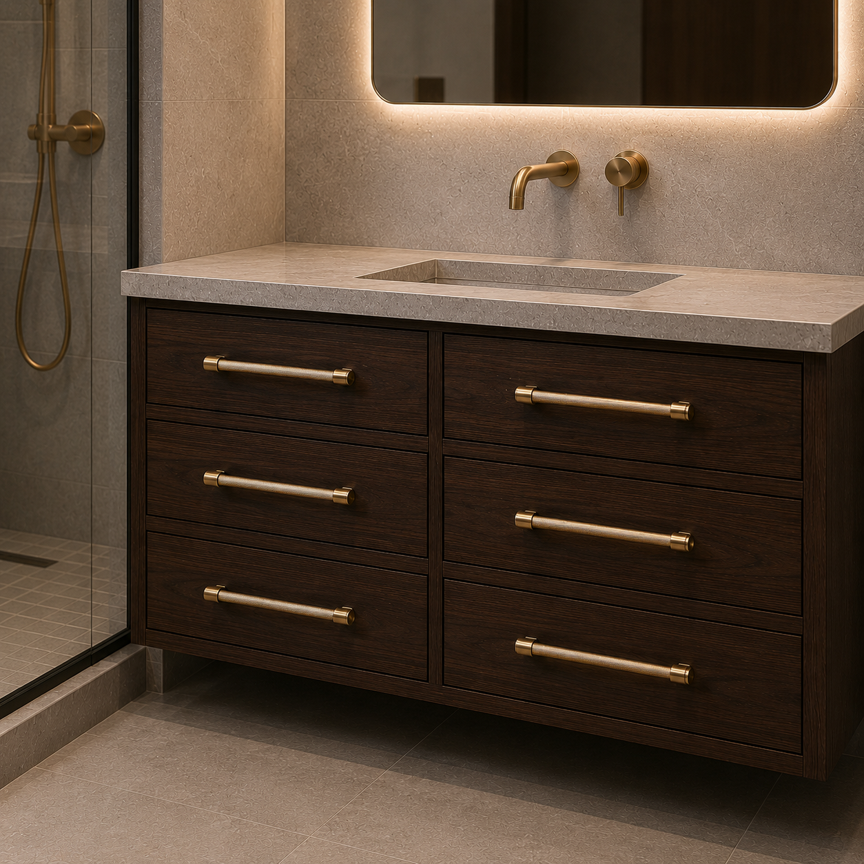 Tugun Knurled Brass Cabinet Handles – Solid Brass Bar Pulls with Textured Grip