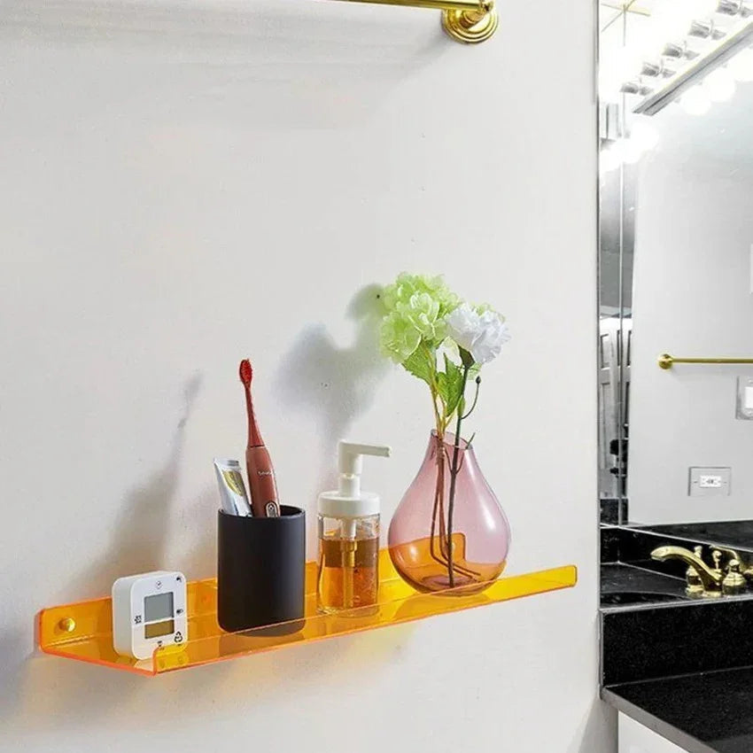 Acrylic Floating Wall Shelf with Free-Punch Installation | Stylish Organizer for Modern Spaces 5