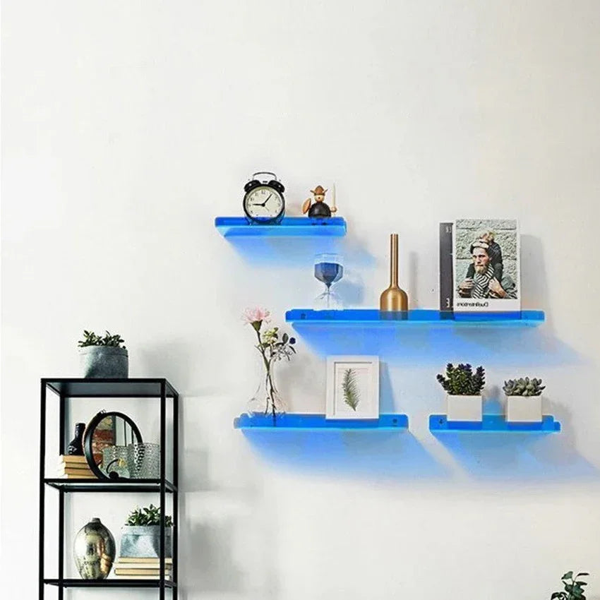 Acrylic Floating Wall Shelf with Free-Punch Installation | Stylish Organizer for Modern Spaces 8
