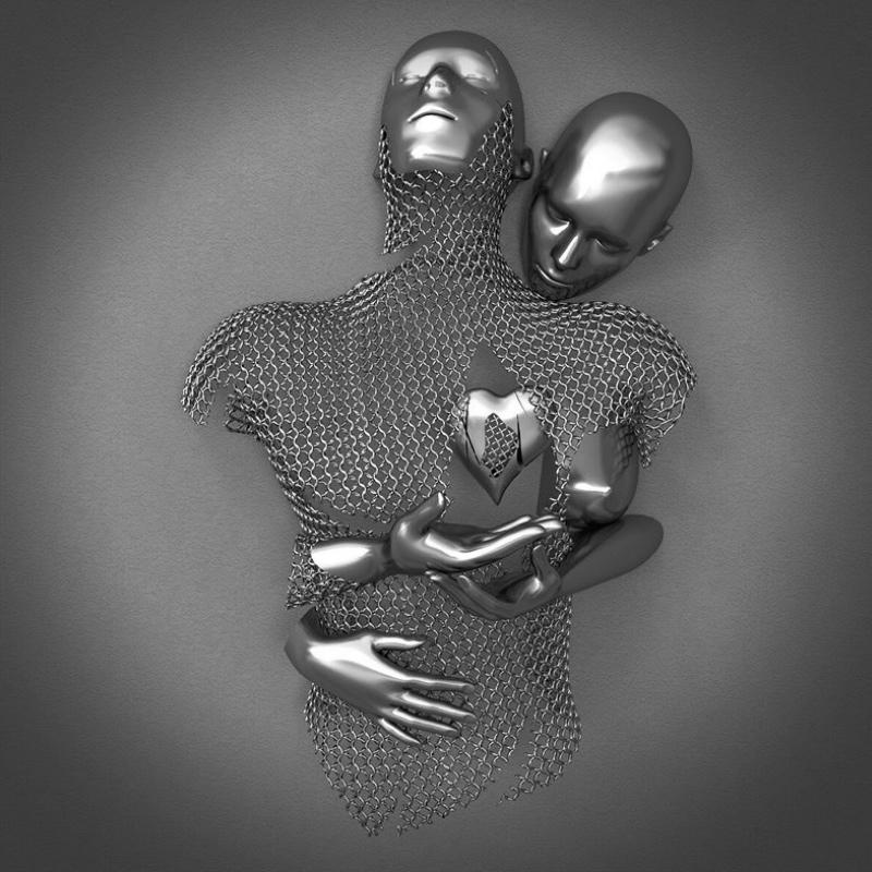 AmorArte | Canvas Wall Art Prints with Metal Love Figure | Modern Decor for Romantic Spaces 0