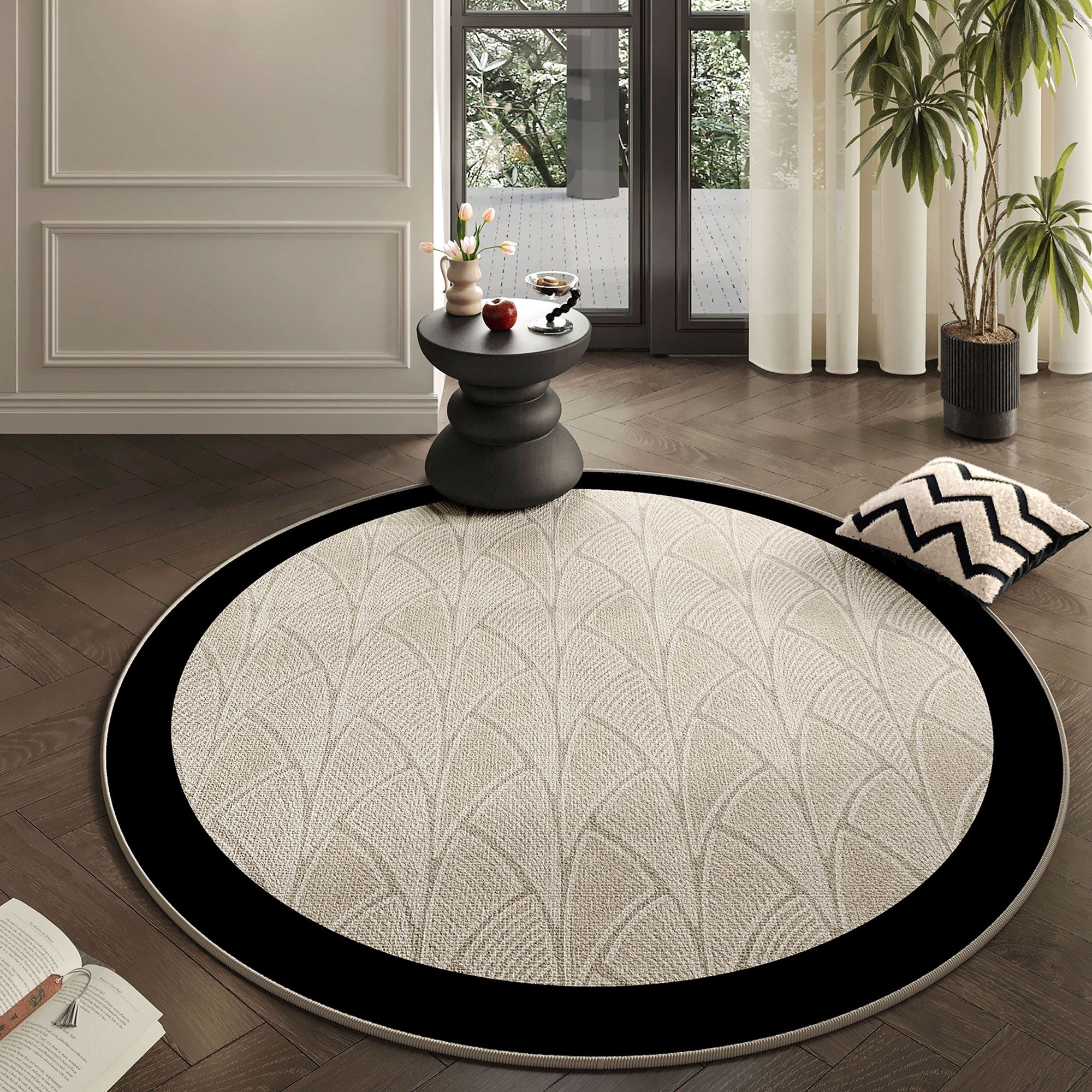 Artisan Blossom | Round Rug with Spillproof Surface & Non-Slip Backing | Chic Design for Effortless Elegance 0